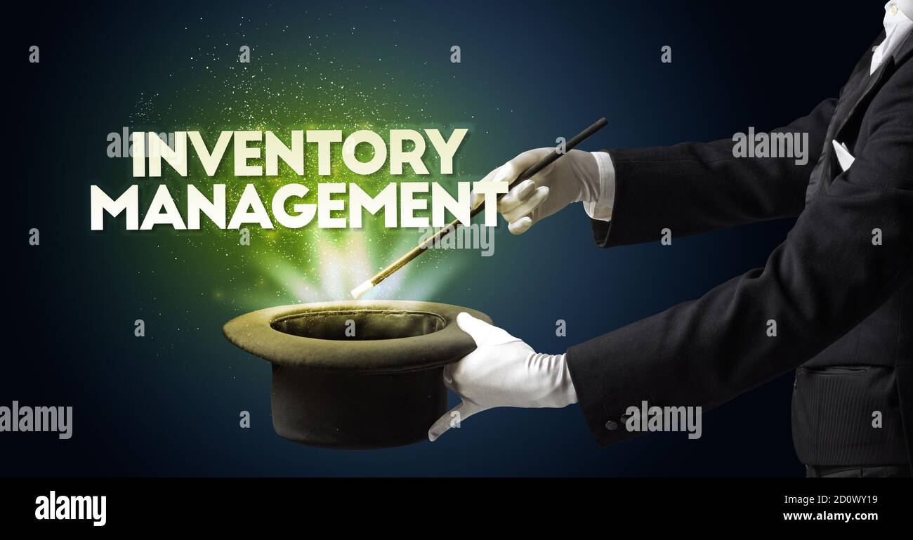 Illusionist is showing magic trick with INVENTORY MANAGEMENT ...