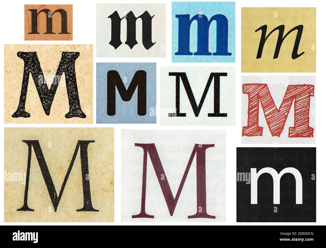 Paper cut letters. Old newspaper magazine uppercase cutouts Stock Photo