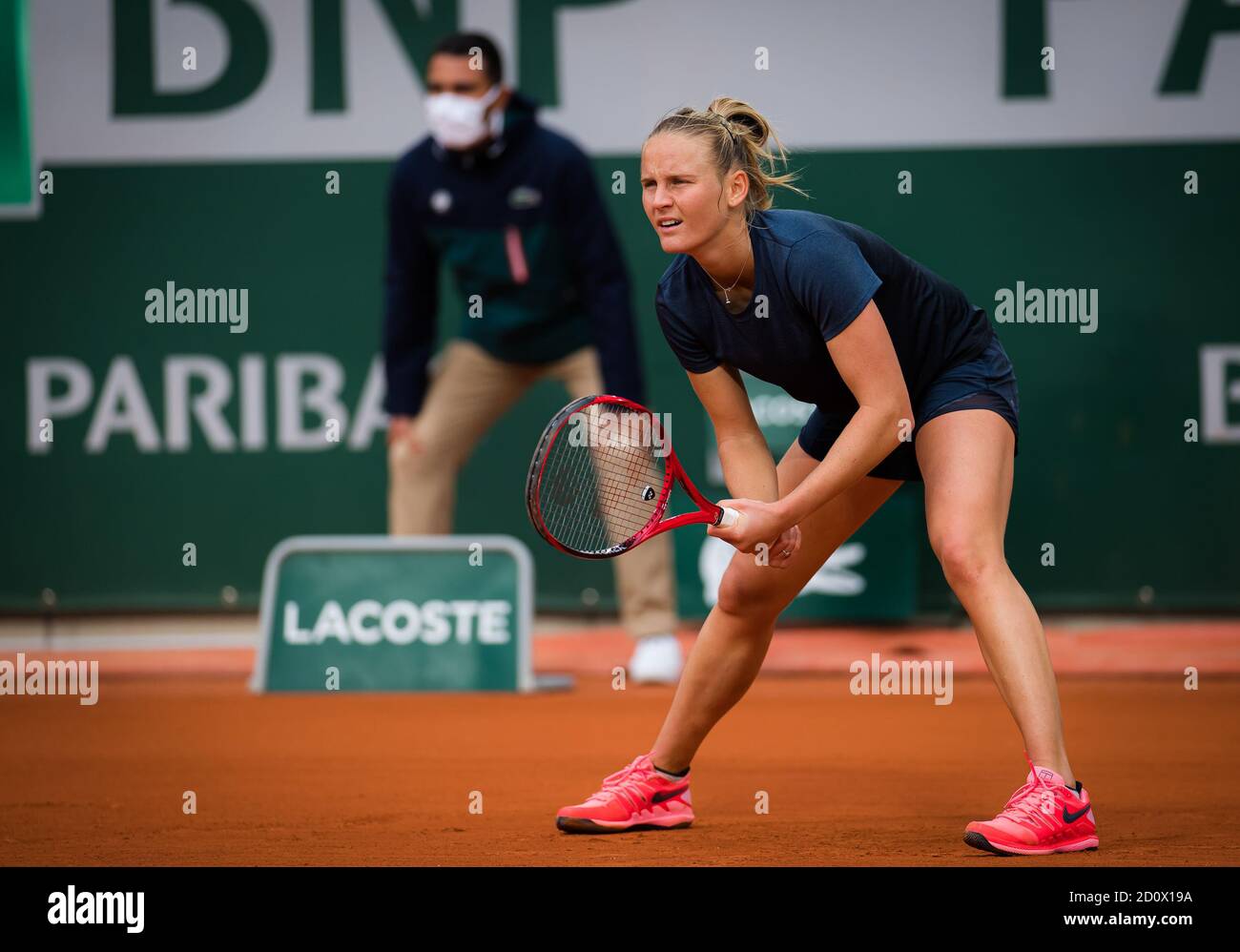 Paris, France. 03rd Oct, 2020. Fiona Ferro of France in action against  Patricia Maria Tig of Romania during the third round at the Roland Garros  2020, Grand Slam tennis tournament, on October