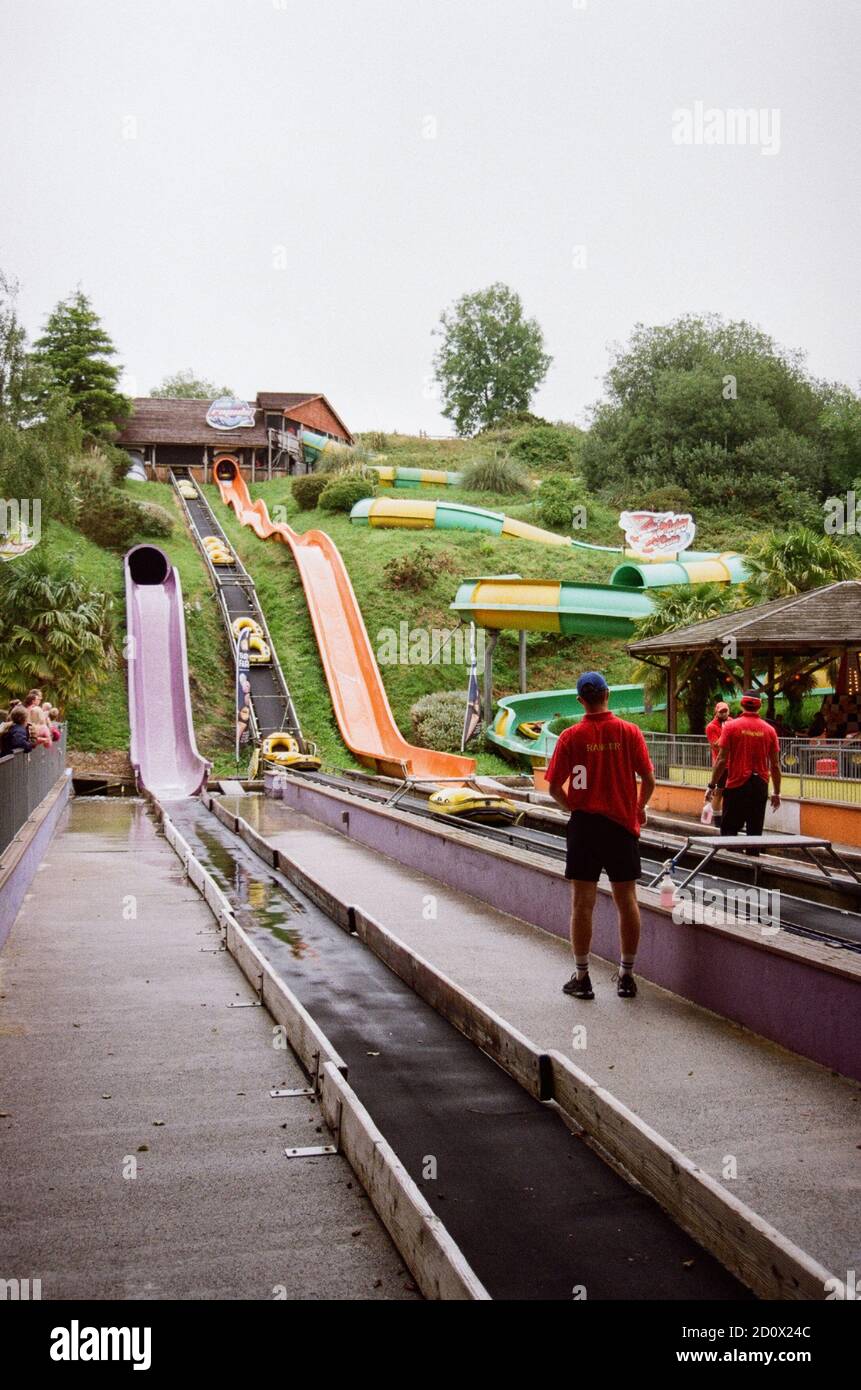 Water coaster rides at Woodlands Family Theme Park, Totnes, Devon ,England, United Kingdom Stock
