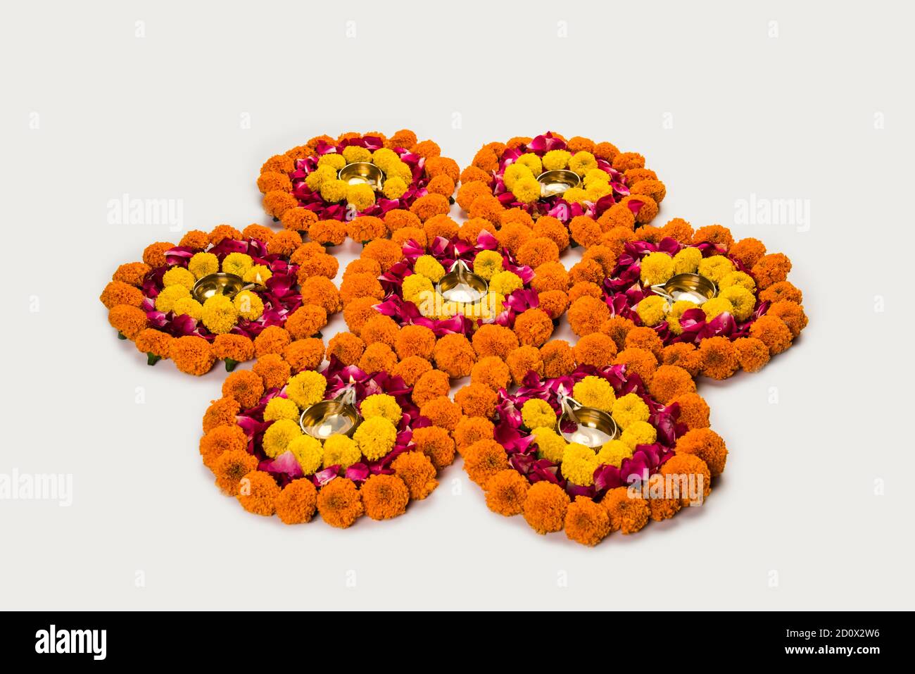 Flower Rangoli for Diwali or Pongal Festival made using Marigold ...