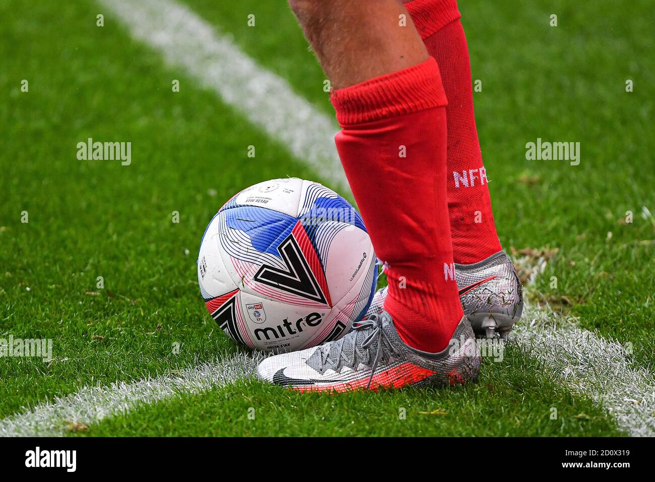 NOTTINGHAM, ENGLAND. OCTOBER 3RD Nike boots of Luke Freeman of Nottingham  Forest during the Sky Bet Championship match between Nottingham Forest and  Bristol City at the City Ground, Nottingham on Saturday 3rd