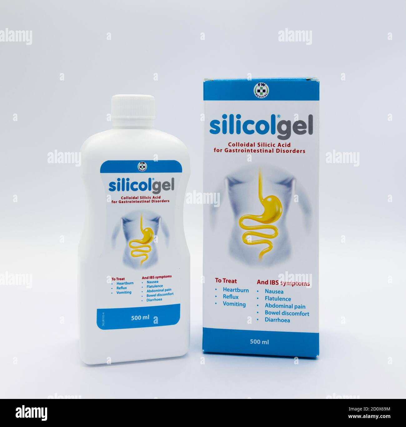 Irvine, Scotland, UK - October 01, 2020: silicolgel branded product of the same name in a recyclable plastic bottle and cap. Stock Photo