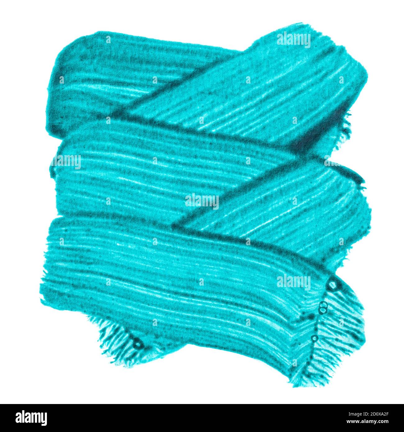 Green blue translucent textured brush strokes isolated on the white background Stock Photo