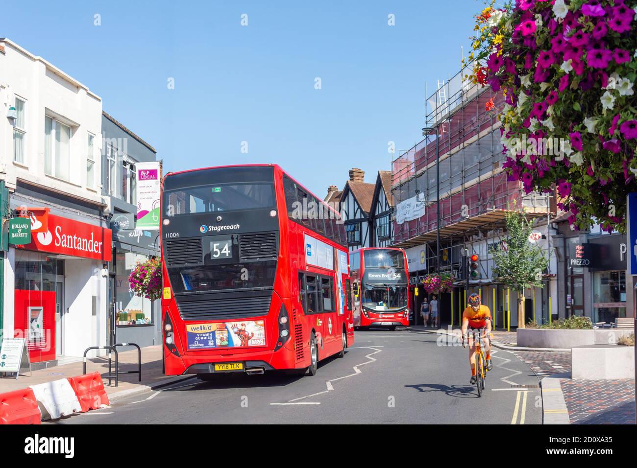 Double-decker buses on Beckenham High Street, Beckenham, London Borough of Bromley, Greater London, England, United Kingdom Stock Photo