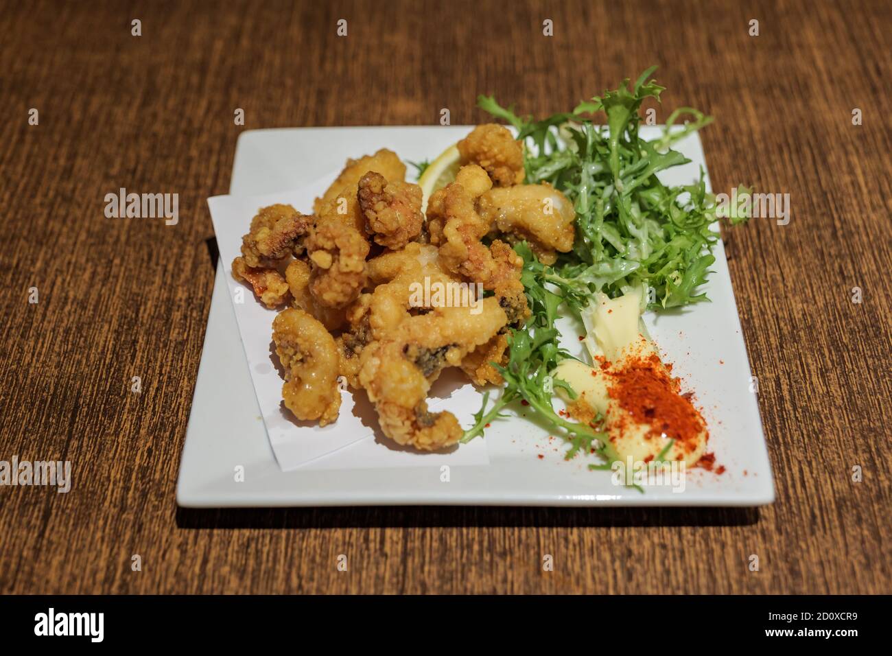 Japanese style, deep fried Squid Tentacles, Kara-age, serve with