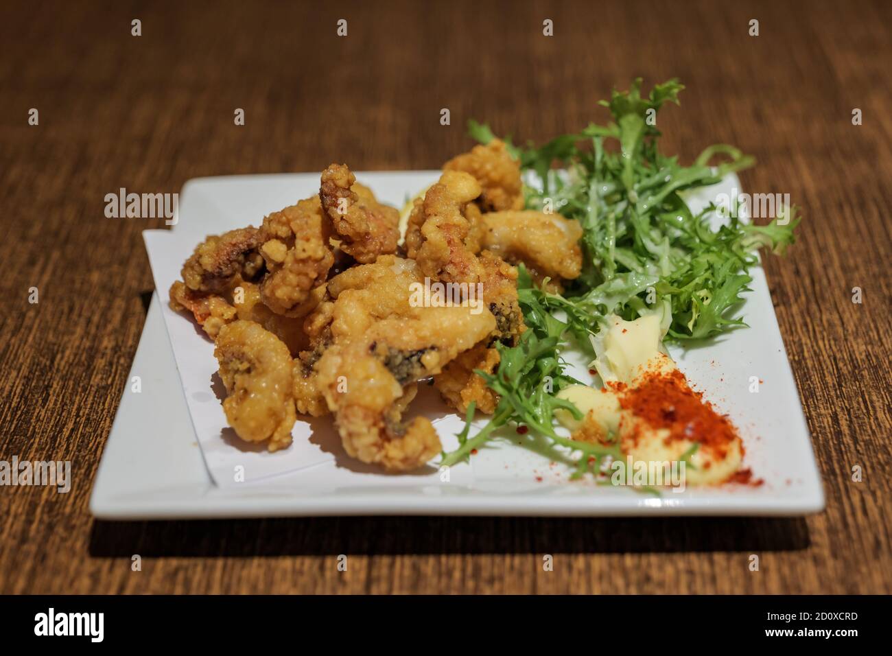 Japanese style, deep fried Squid Tentacles, Kara-age, serve with