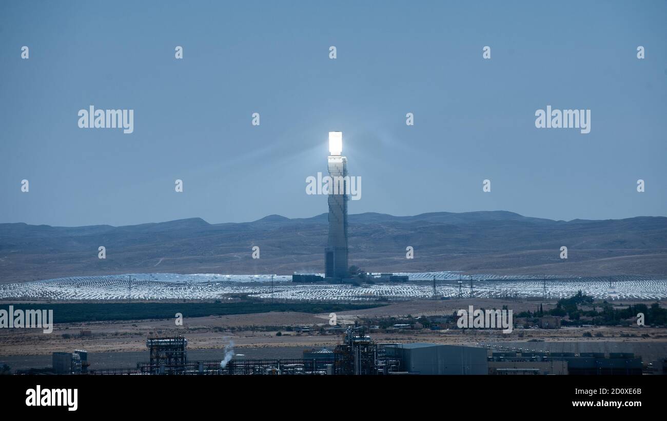 Landscape view of a solar power station in Ashalim in Negev desert, Israel Stock Photo