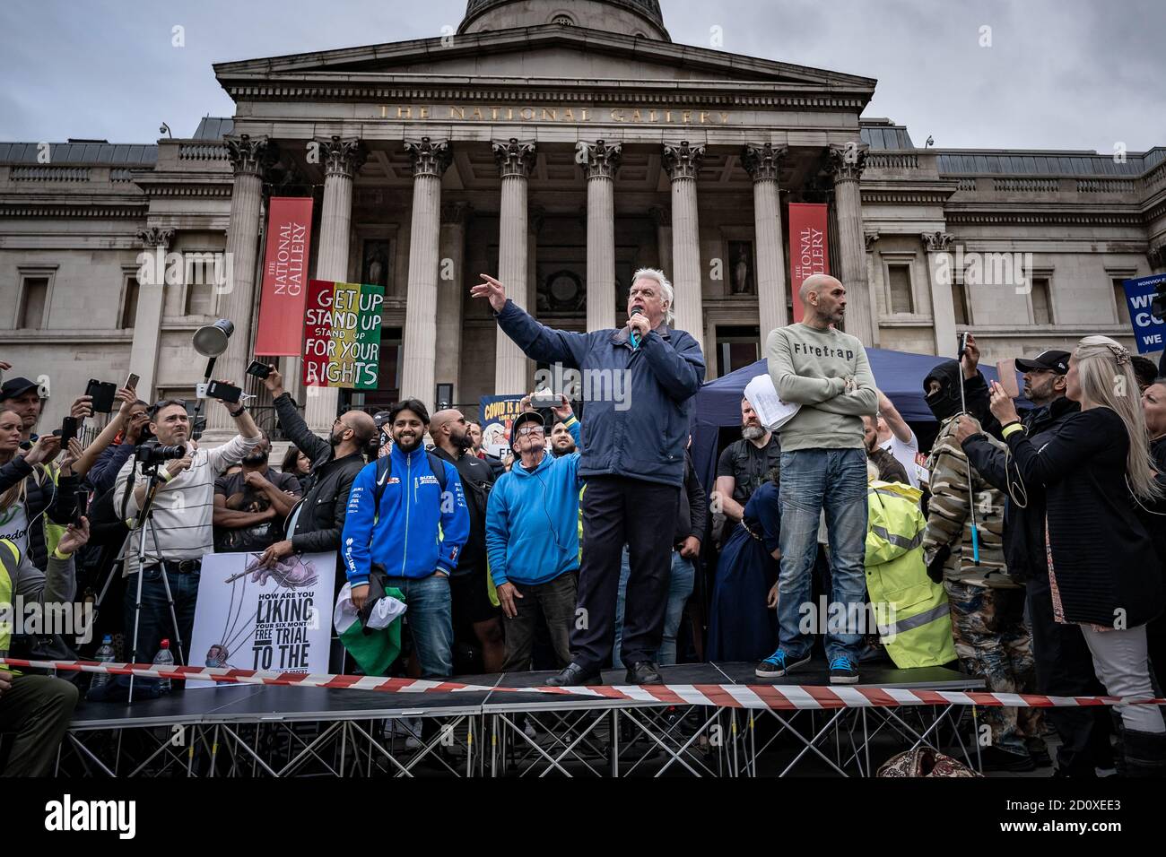 Thousands of maskless demonstrators ignore social distancing for ‘We Do Not Consent’ anti-lockdown protest and rally in Trafalgar Square, London, UK. Stock Photo