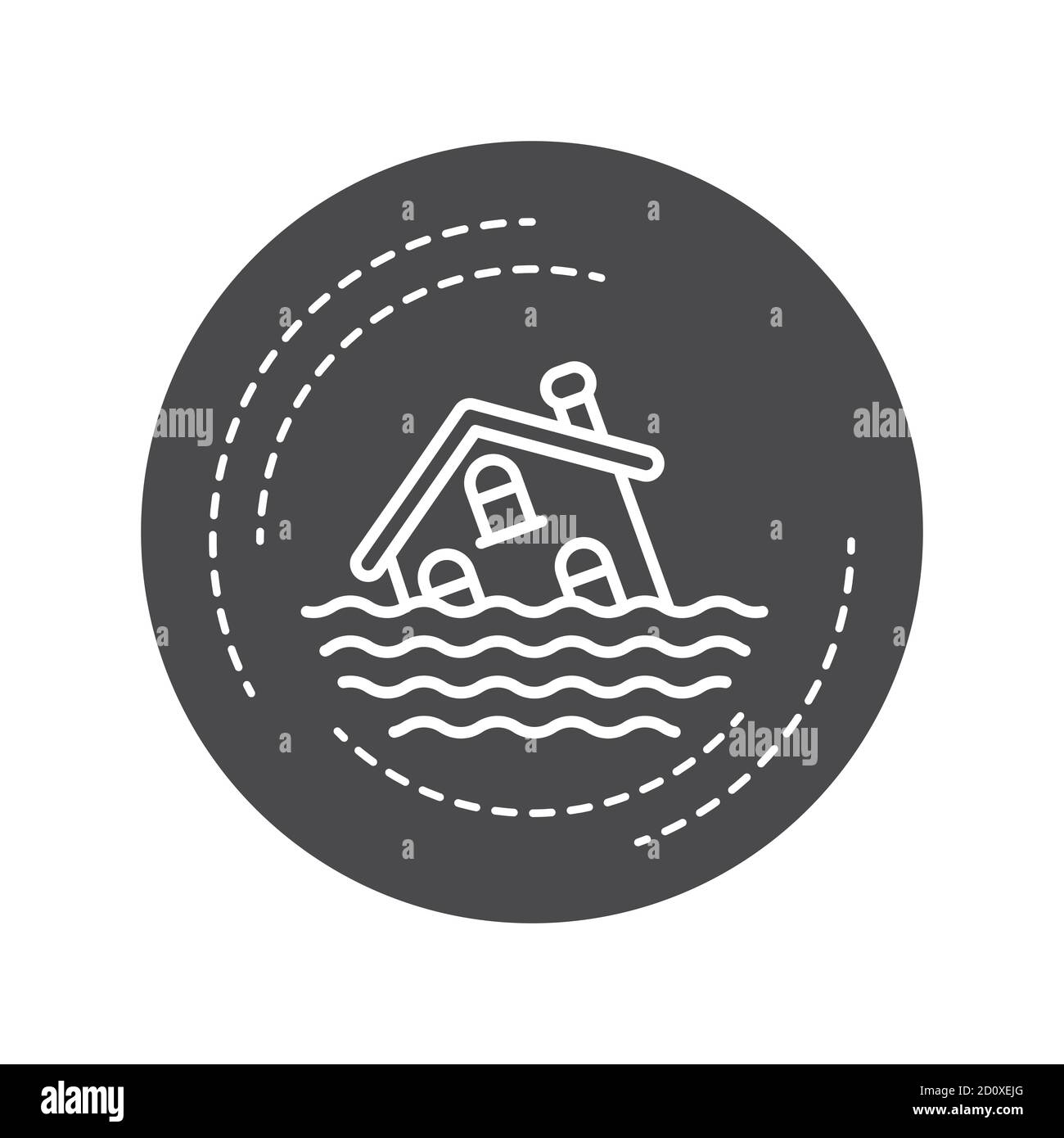 Flood black glyph icon. An overflow of water that submerges land that is usually dry. Pictogram for web page, mobile app, promo. UI UX GUI design Stock Vector