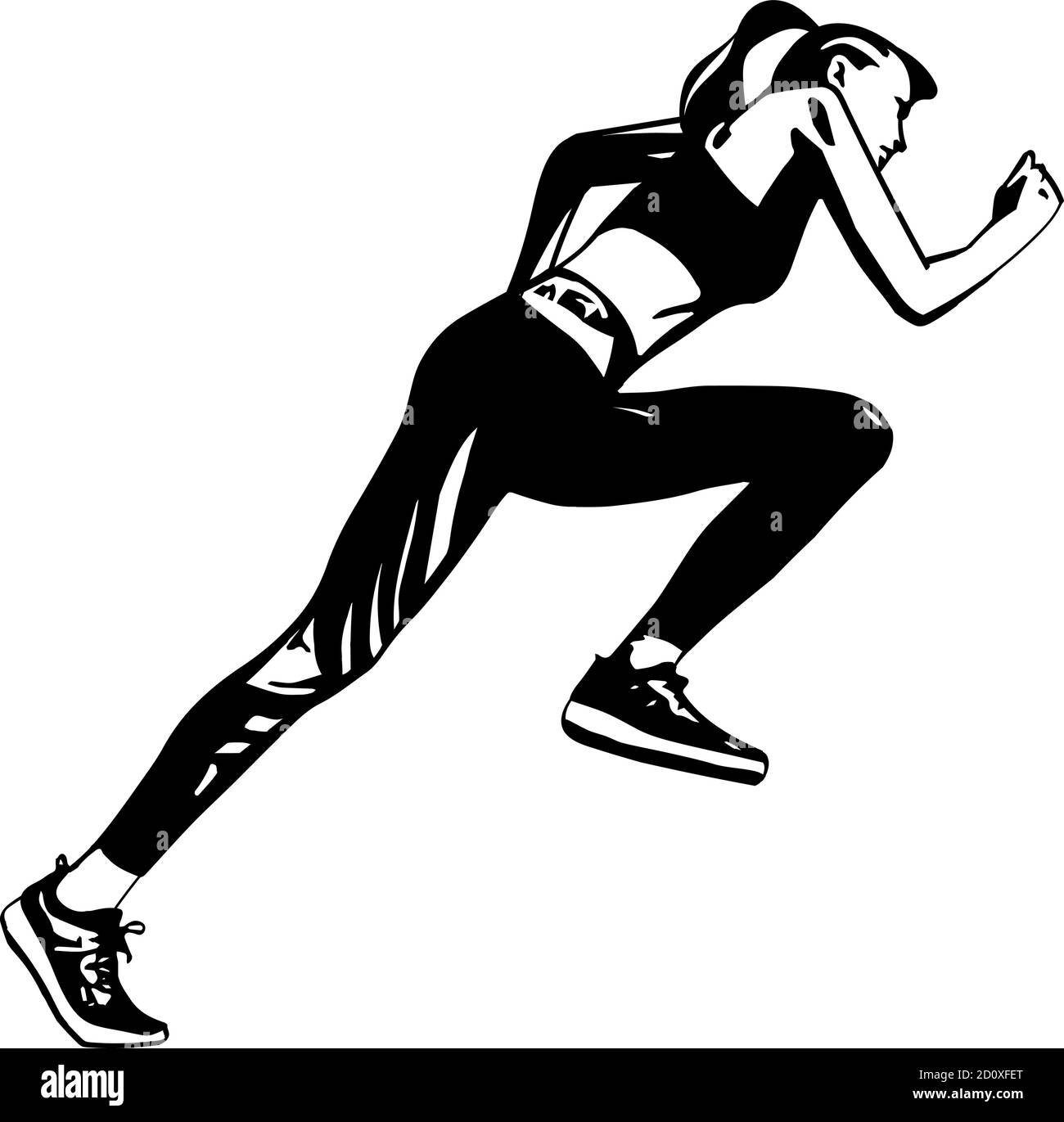 Woman running speed race action Cut Out Stock Images & Pictures