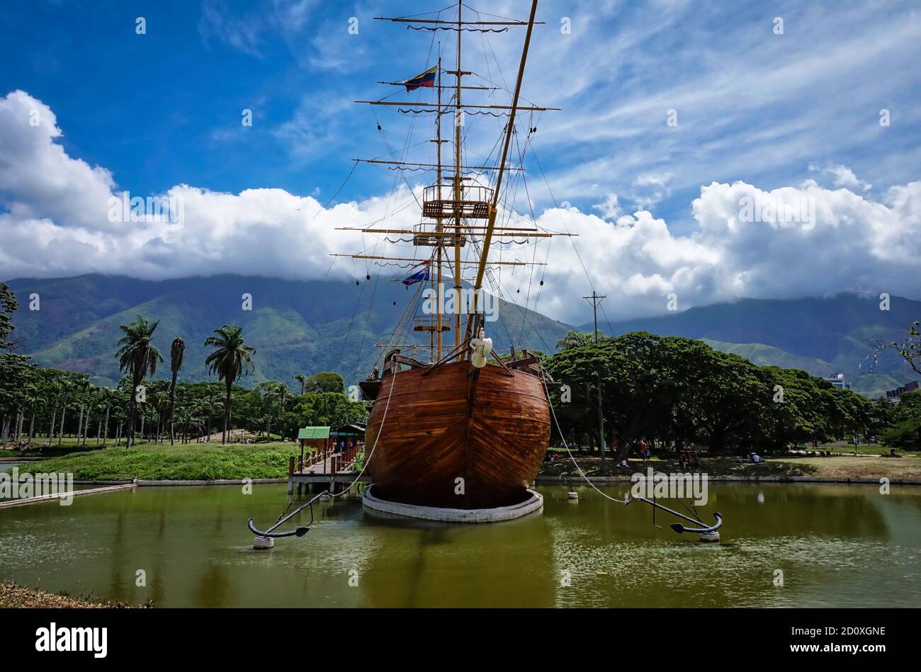 An old  sailing ship in the east park of Caracas (Venezuela). Stock Photo