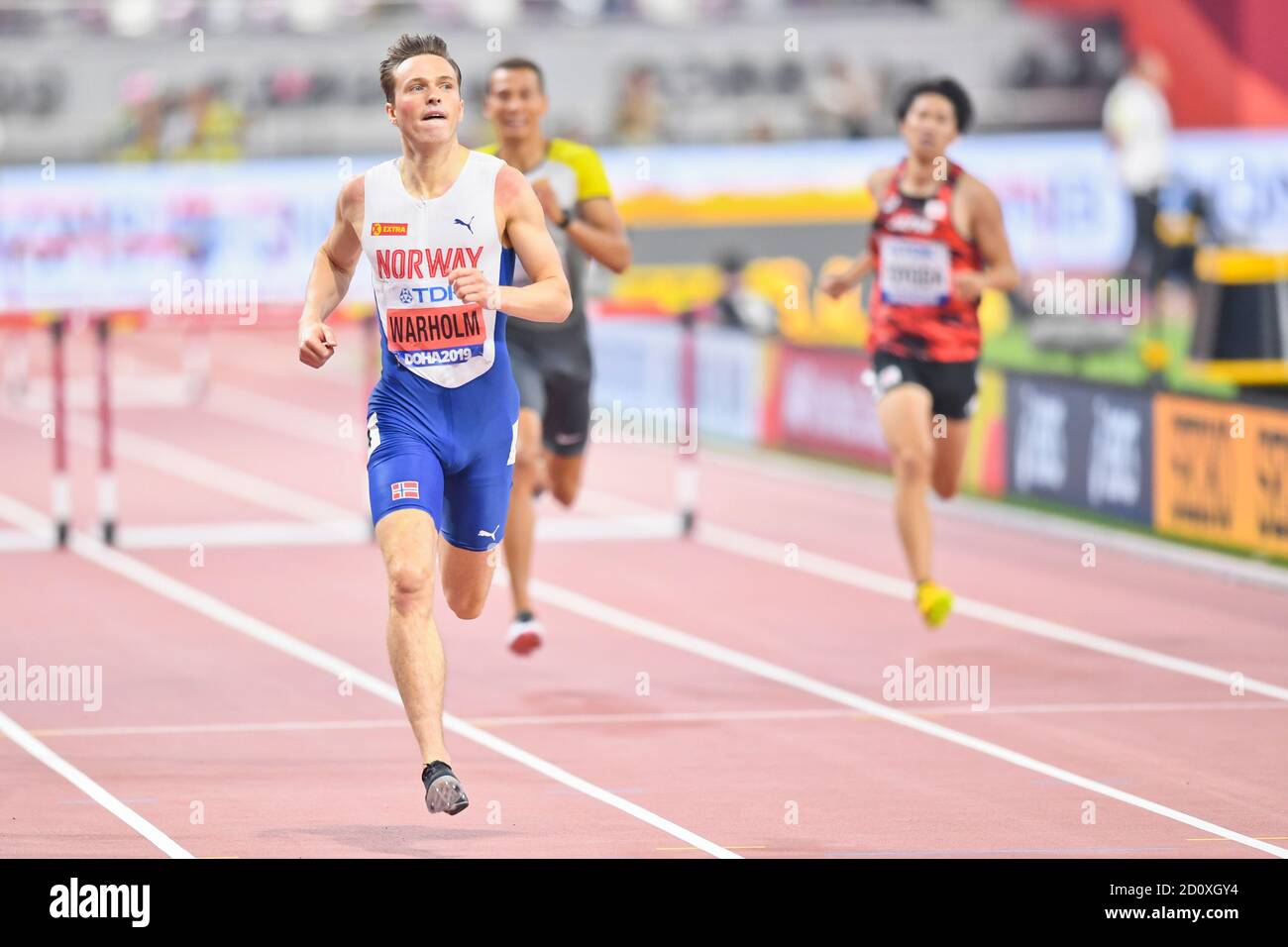 Karsten Warholm (Norway). 400 metres hurdles. IAAF World Athletics