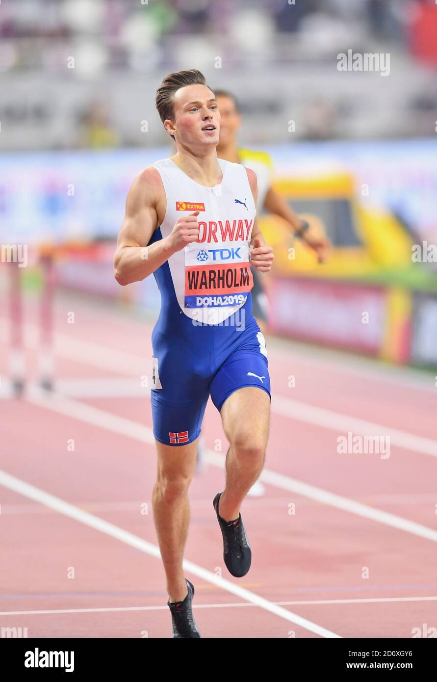 Karsten Warholm (Norway). 400 metres hurdles. IAAF World Athletics