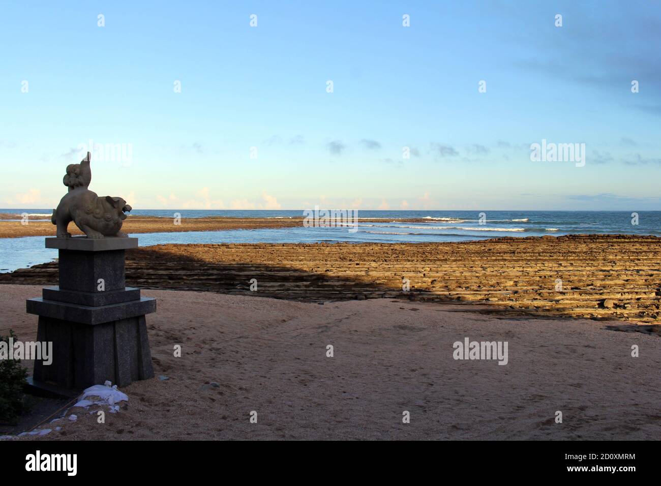 Rock formation or Devil's washboard outside the temple in Aoshima