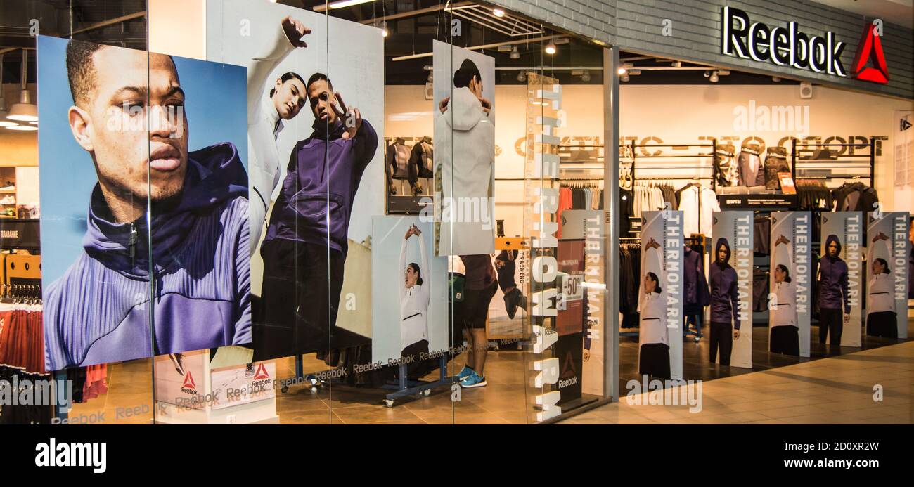 Moscow, Russia - October 8, 2019: Reebok brand store in the Europolis  shopping center in Moscow. Modern interior of a sportswear retail store  Stock Photo - Alamy