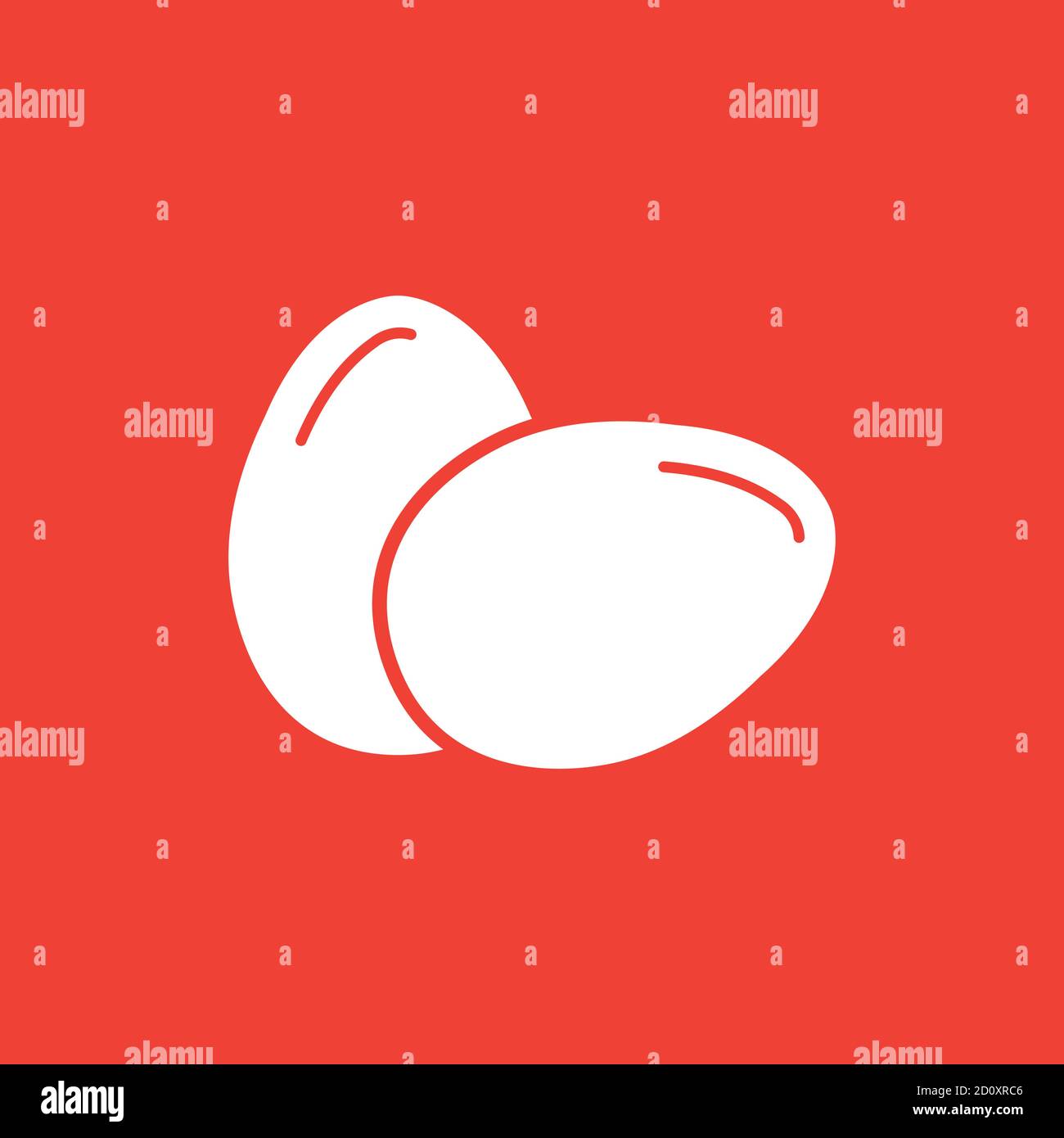 Egg Icon On Red Background. Red Flat Style Vector Illustration. Stock Vector