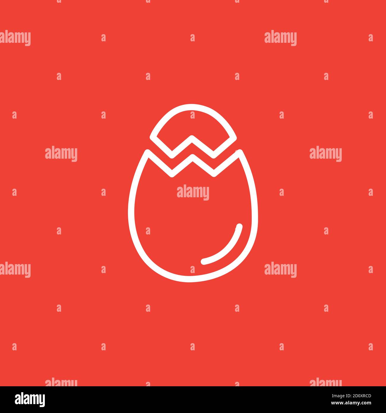 Egg Line Icon On Red Background. Red Flat Style Vector Illustration. Stock Vector