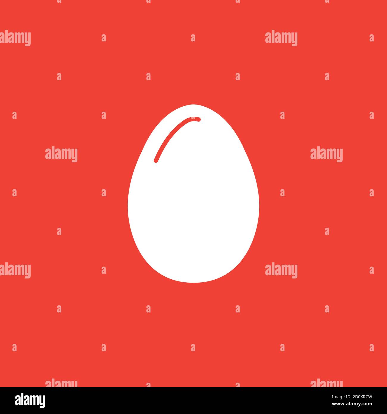 Egg Icon On Red Background. Red Flat Style Vector Illustration. Stock Vector