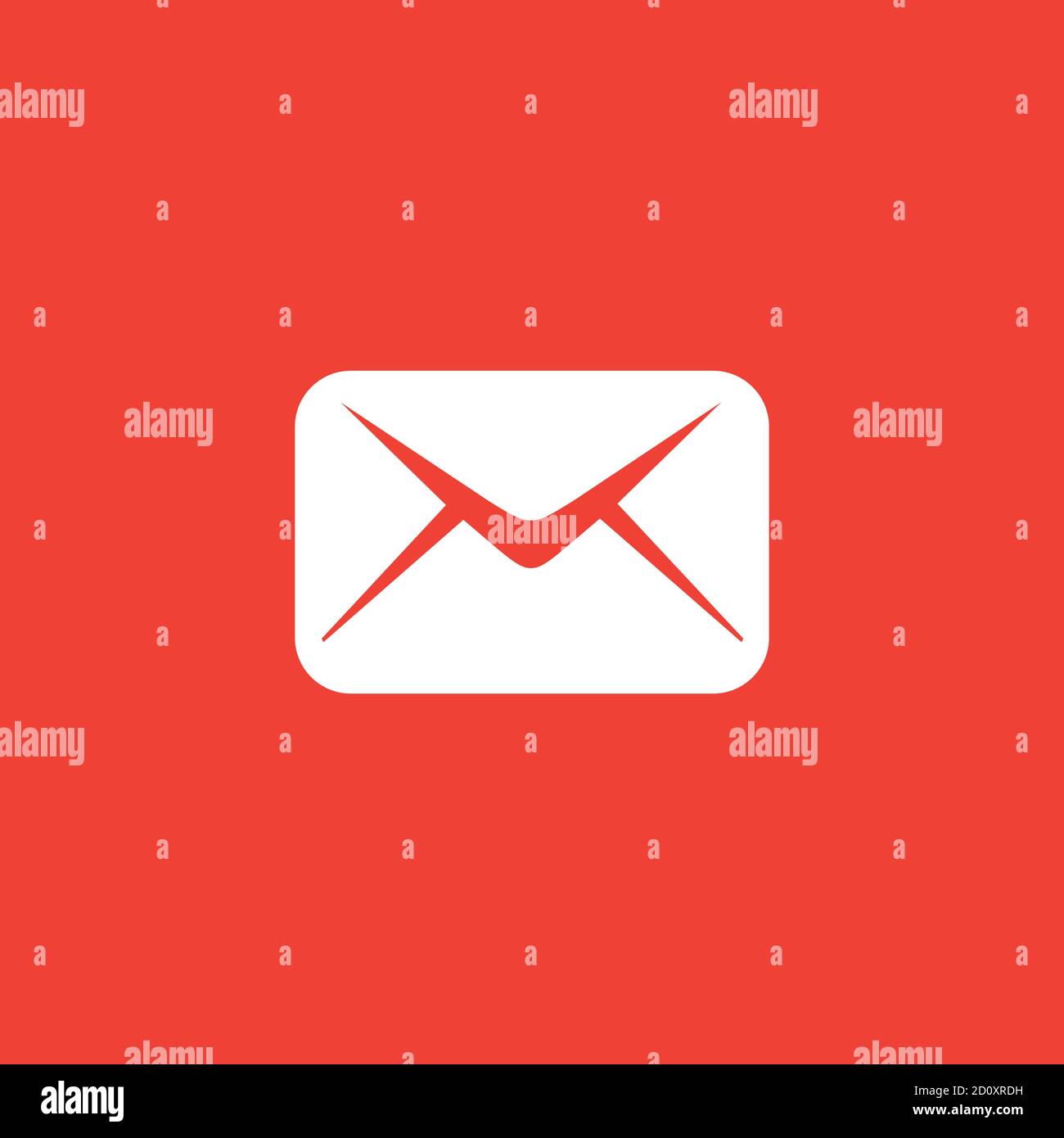 Email Icon On Red Background. Red Flat Style Vector Illustration Stock ...