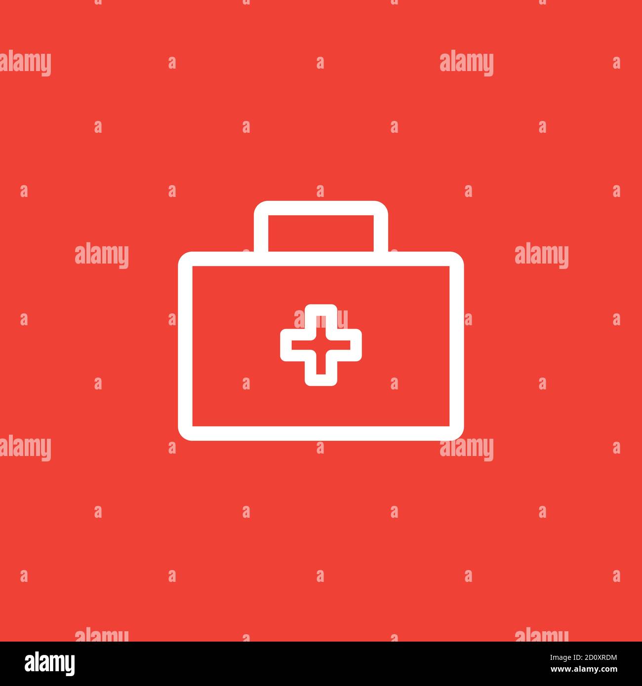 First Aid Box Line Icon On Red Background. Red Flat Style Vector Illustration Stock Vector Image