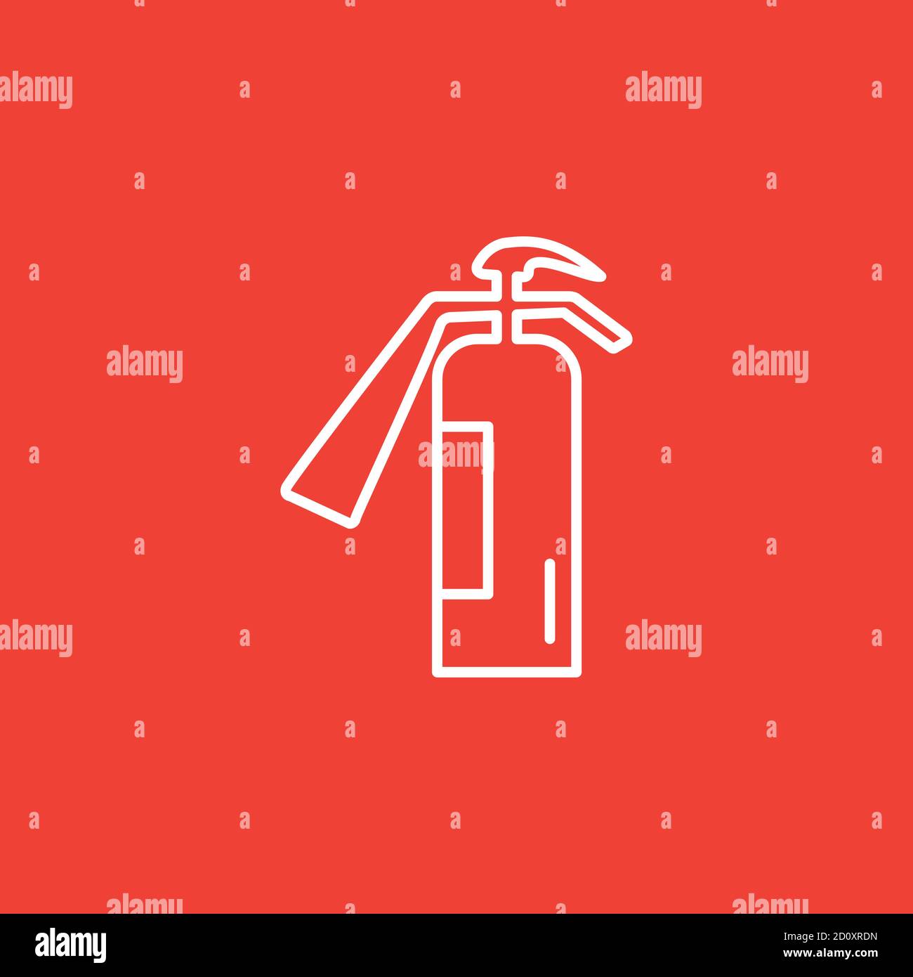 Fire Extinguisher Line Icon On Red Background Red Flat Style Vector Illustration Stock Vector