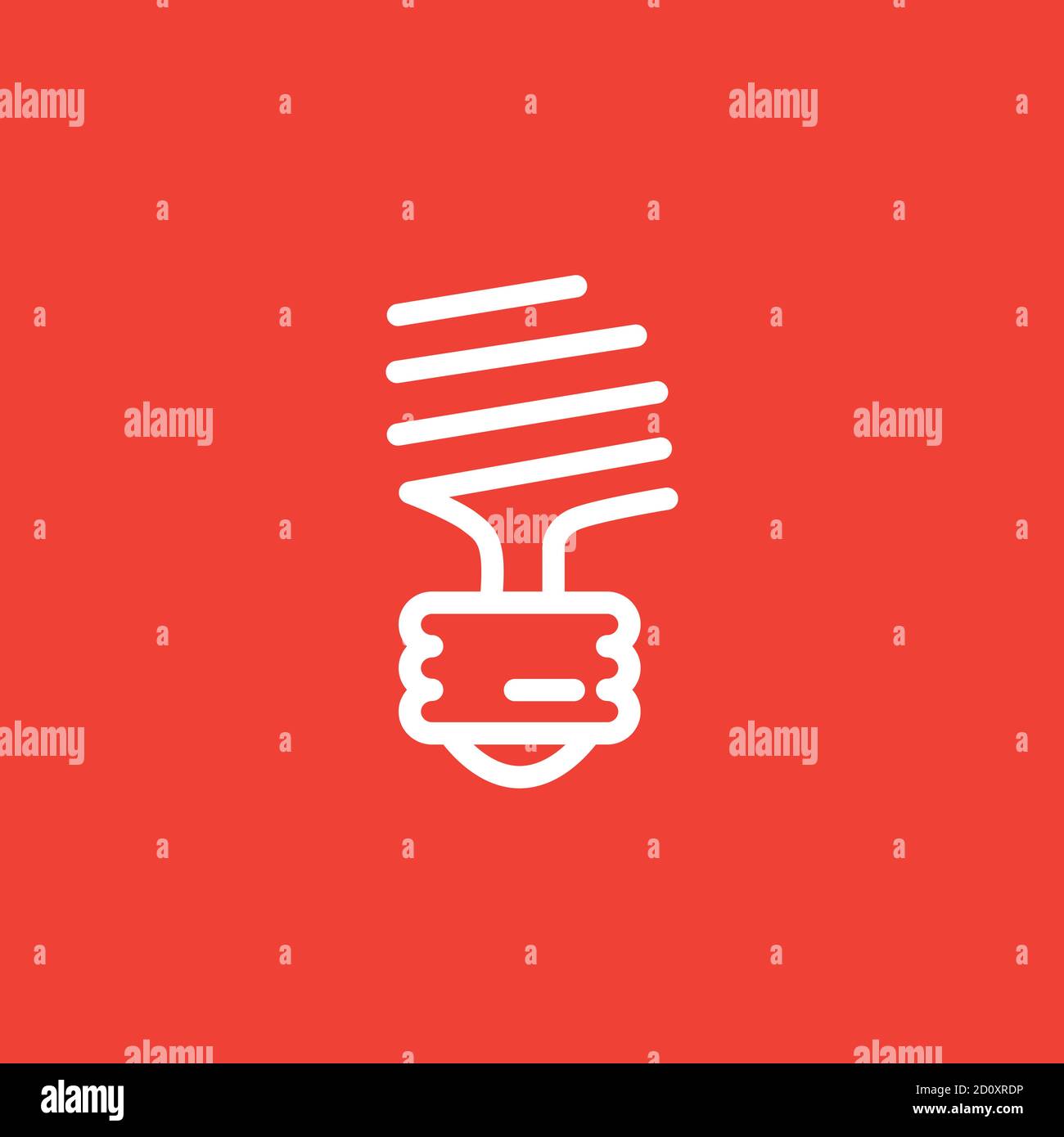 Energy Saving Bulb Line Icon On Red Background. Red Flat Style Vector ...