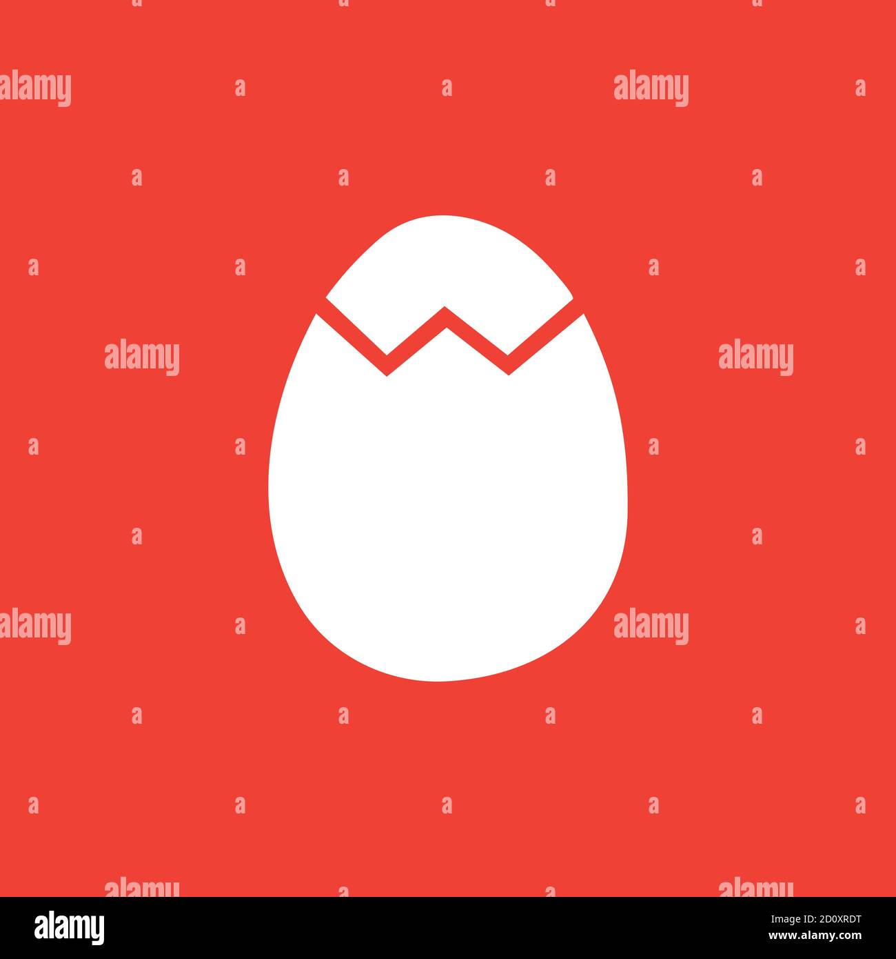 Egg Icon On Red Background. Red Flat Style Vector Illustration. Stock Vector