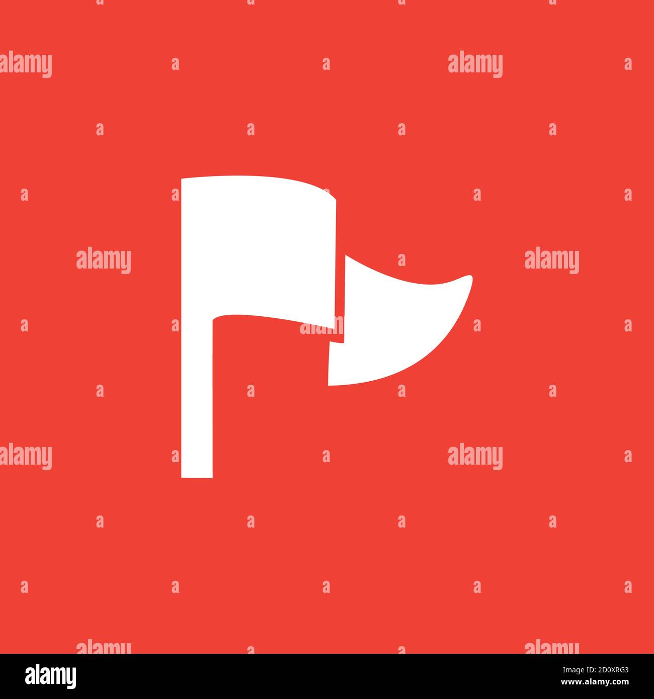 Flag Icon On Red Background. Red Flat Style Vector Illustration. Stock Vector