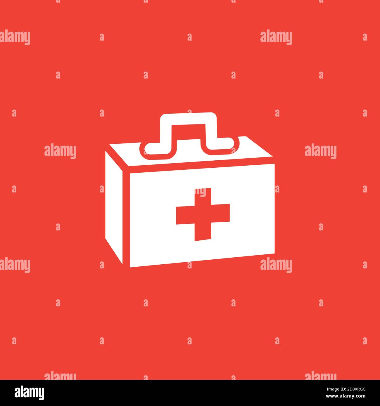 First Aid Box Icon On Red Background. Red Flat Style Vector