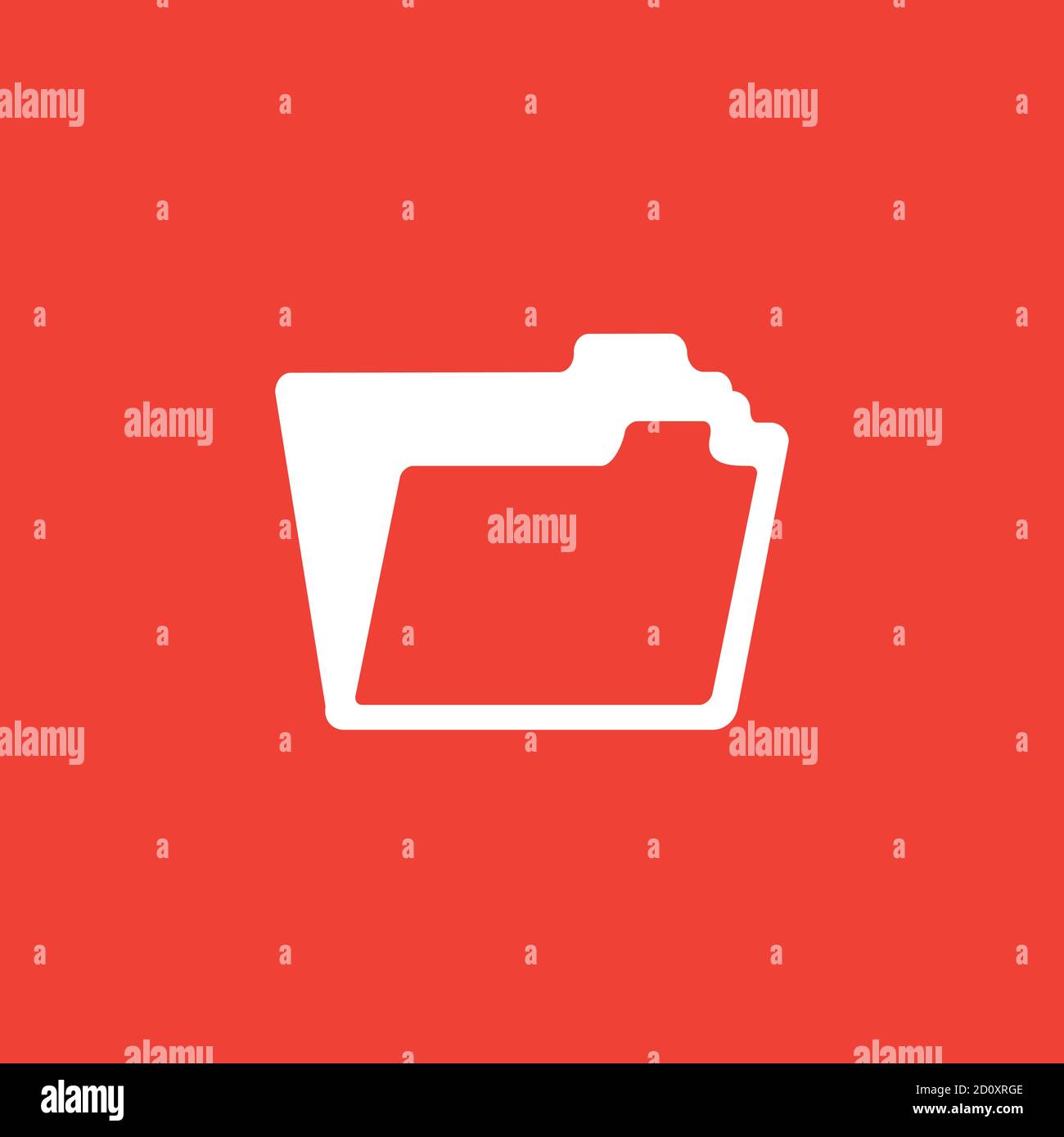 Folder Icon On Red Background. Red Flat Style Vector Illustration. Stock Vector