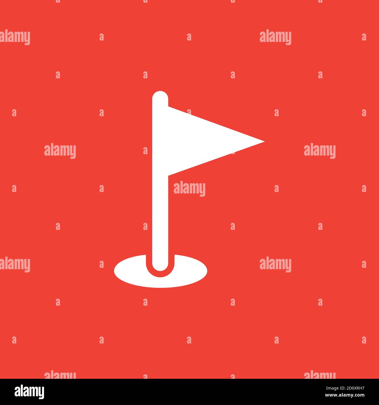 Flag Icon On Red Background. Red Flat Style Vector Illustration. Stock Vector