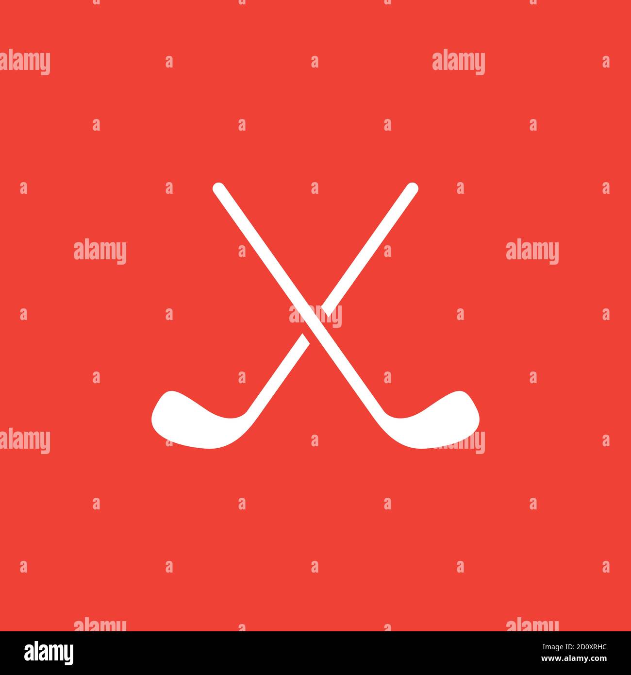 Golf Icon On Red Background. Red Flat Style Vector Illustration. Stock Vector