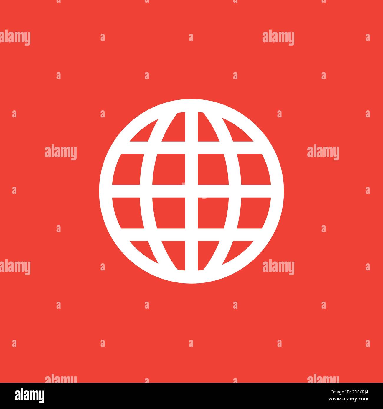 Globe Icon On Red Background. Red Flat Style Vector Illustration Stock