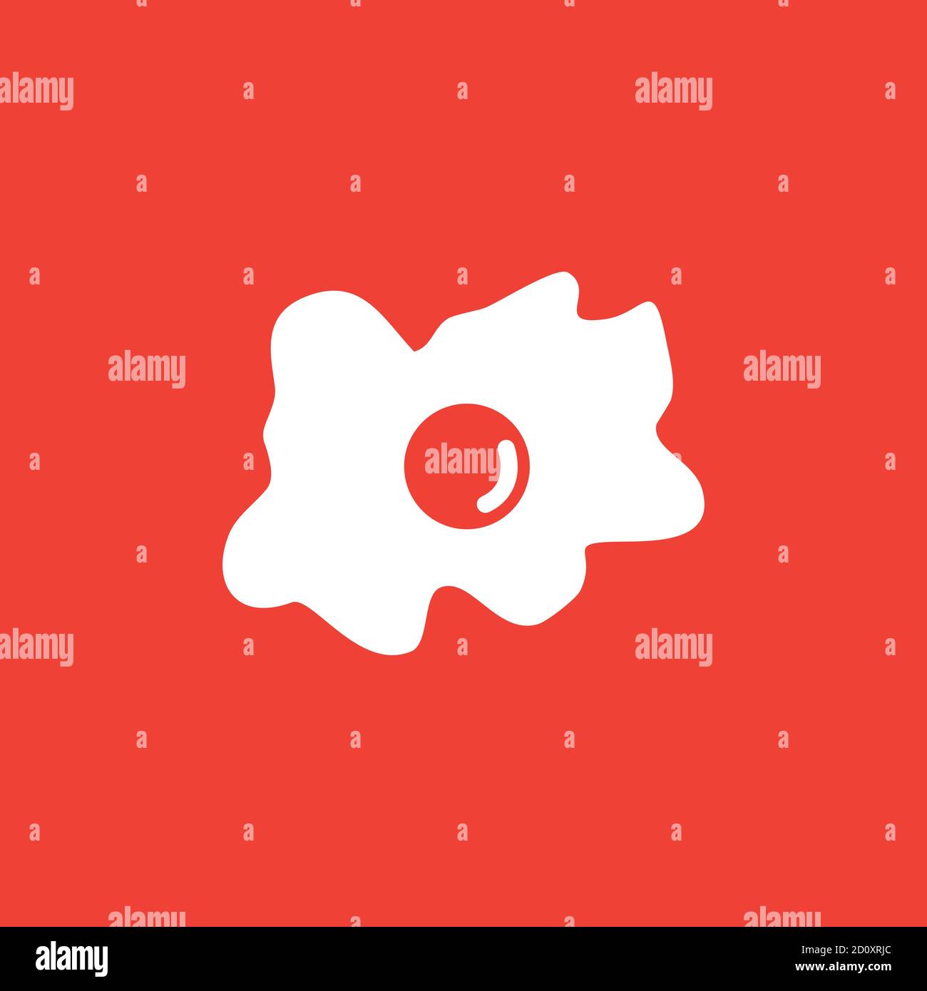 Fried Egg Icon On Red Background. Red Flat Style Vector Illustration. Stock Vector
