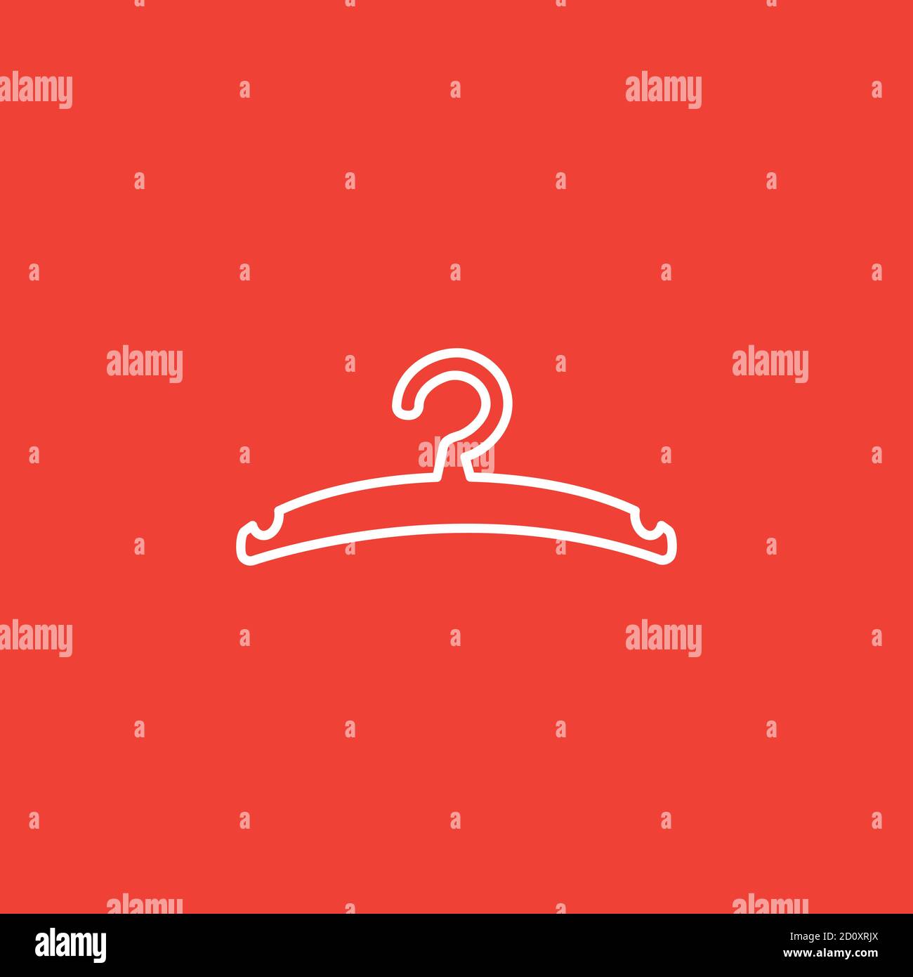 Hanger Line Icon On Red Background. Red Flat Style Vector Illustration. Stock Vector