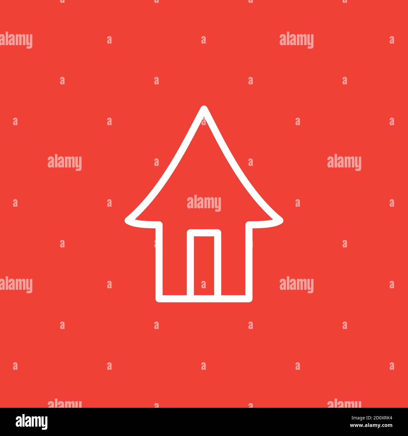 Home Line Icon On Red Background. Red Flat Style Vector Illustration. Stock Vector