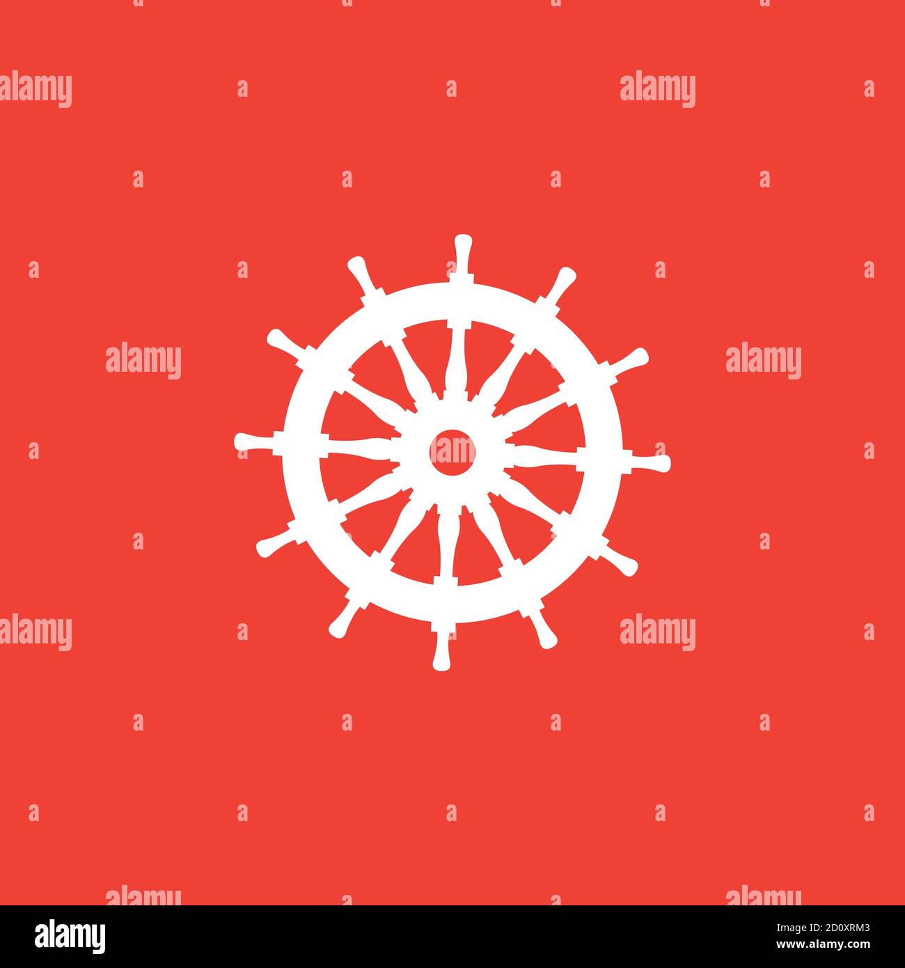 Helm Icon On Red Background. Red Flat Style Vector Illustration. Stock Vector