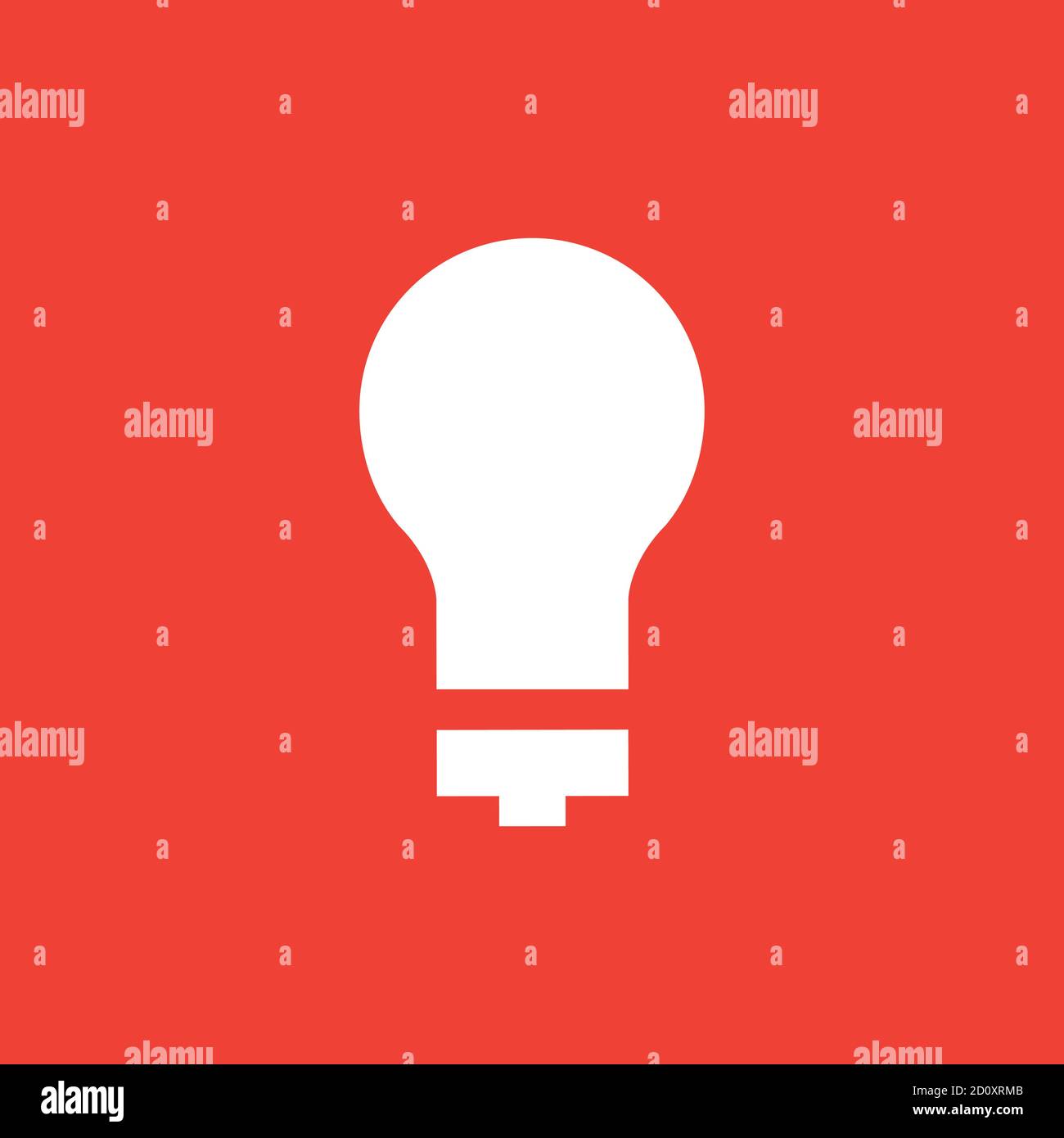 Light Bulb Icon On Red Background. Red Flat Style Vector Illustration. Stock Vector