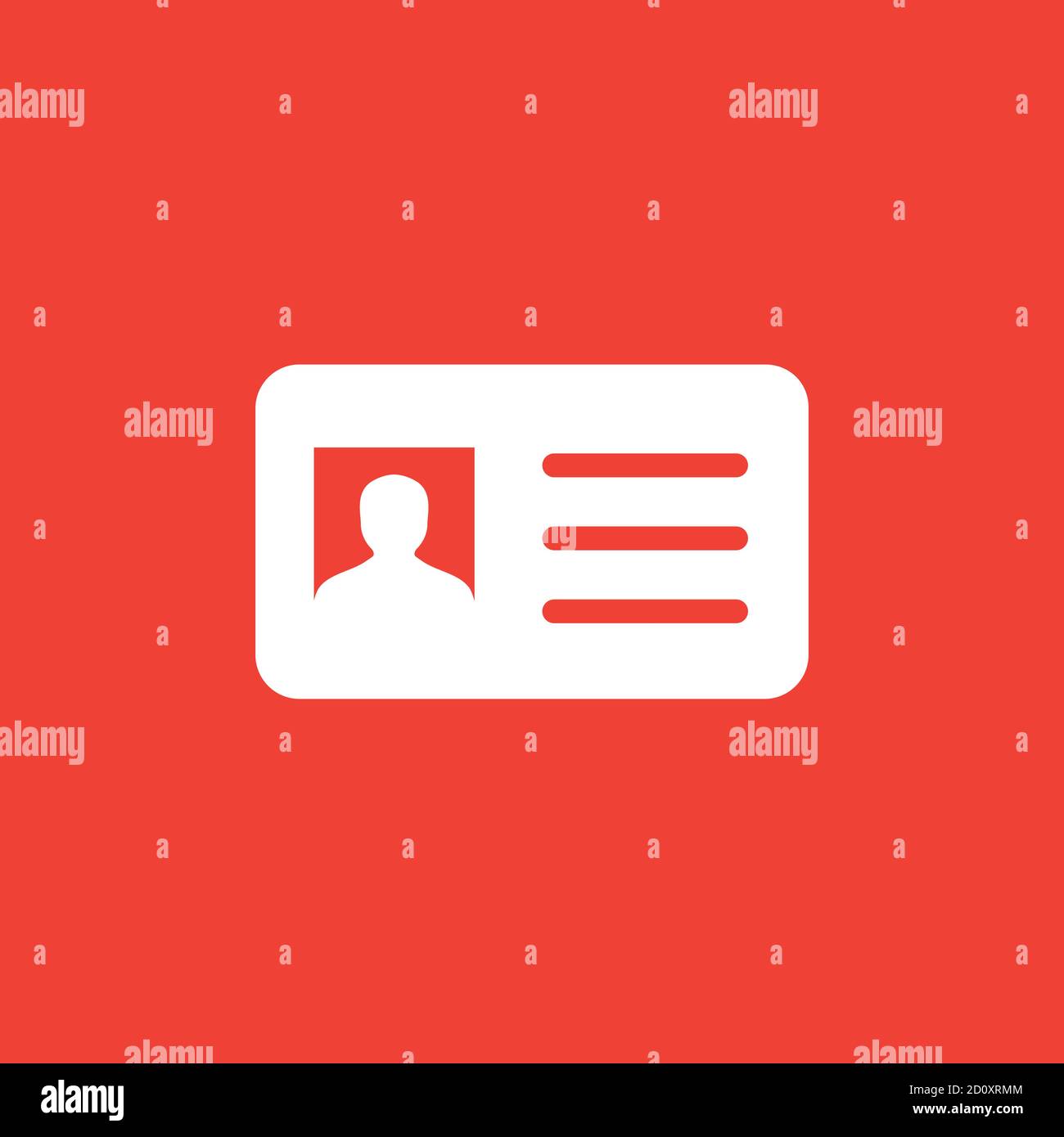 ID Card Icon On Red Background. Red Flat Style Vector Illustration ...
