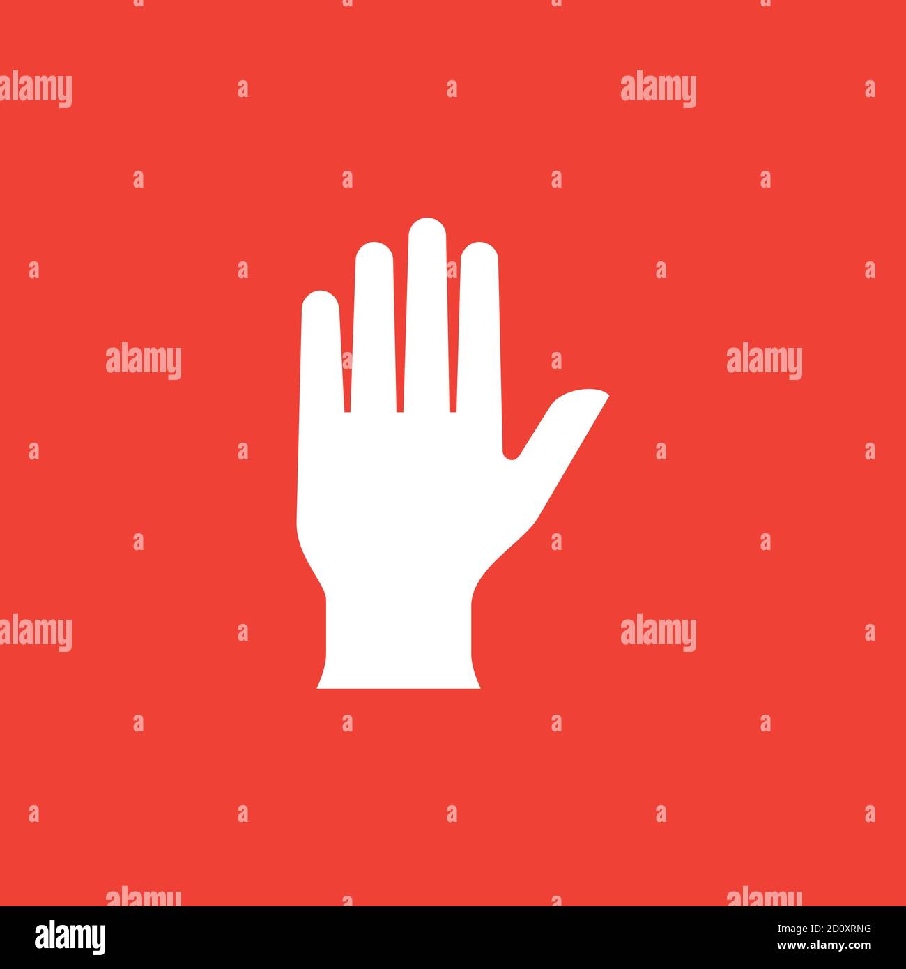 Hand Icon On Red Background. Red Flat Style Vector Illustration. Stock Vector