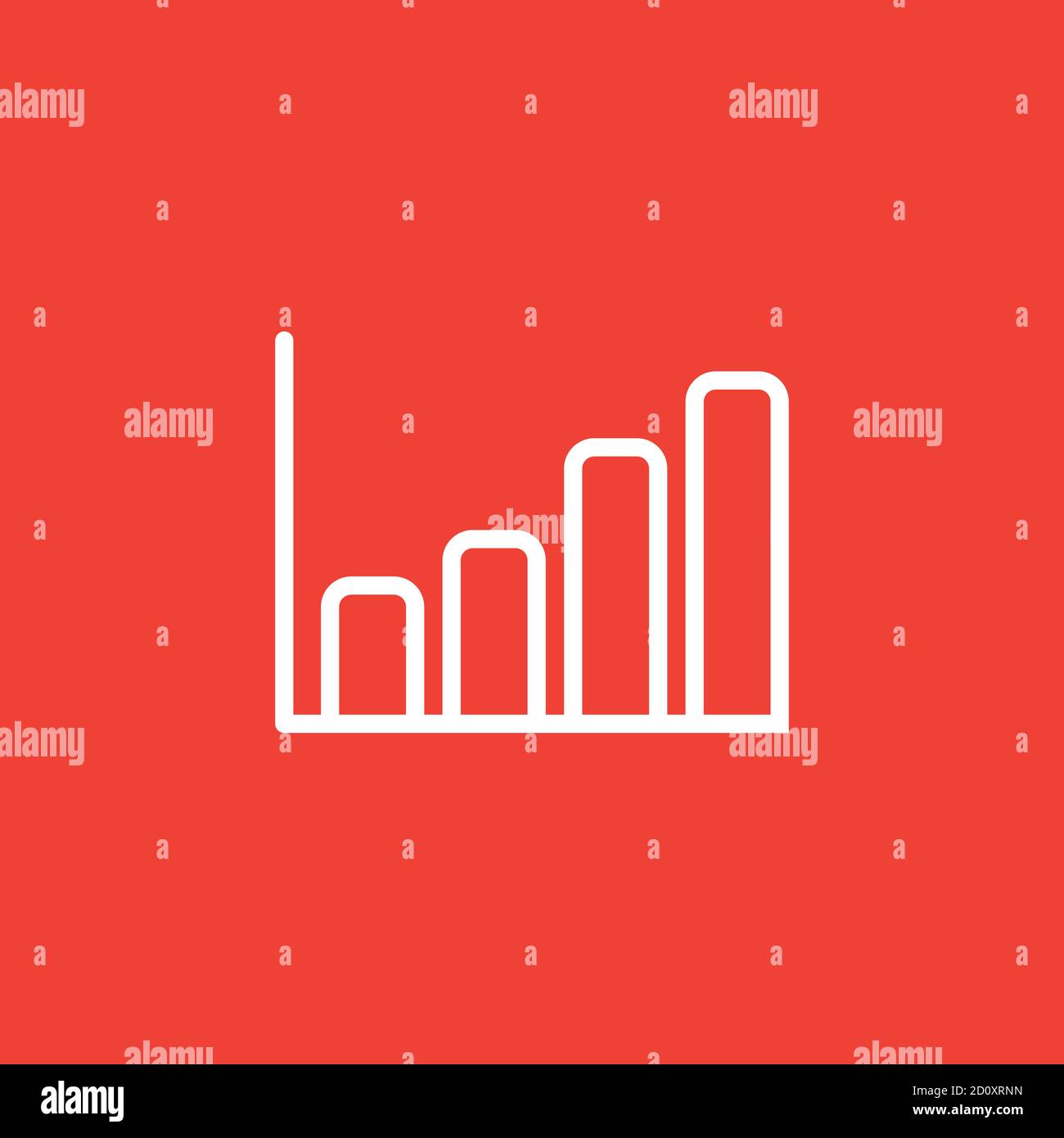 Growing Graph Line Icon On Red Background. Red Flat Style Vector ...