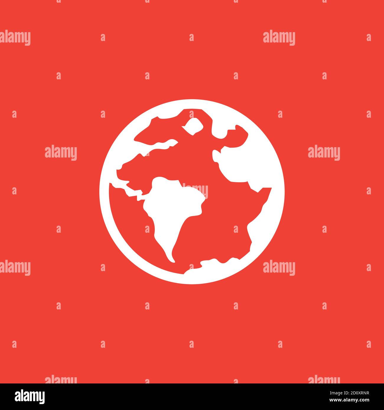 Globe Icon On Red Background. Red Flat Style Vector Illustration. Stock Vector