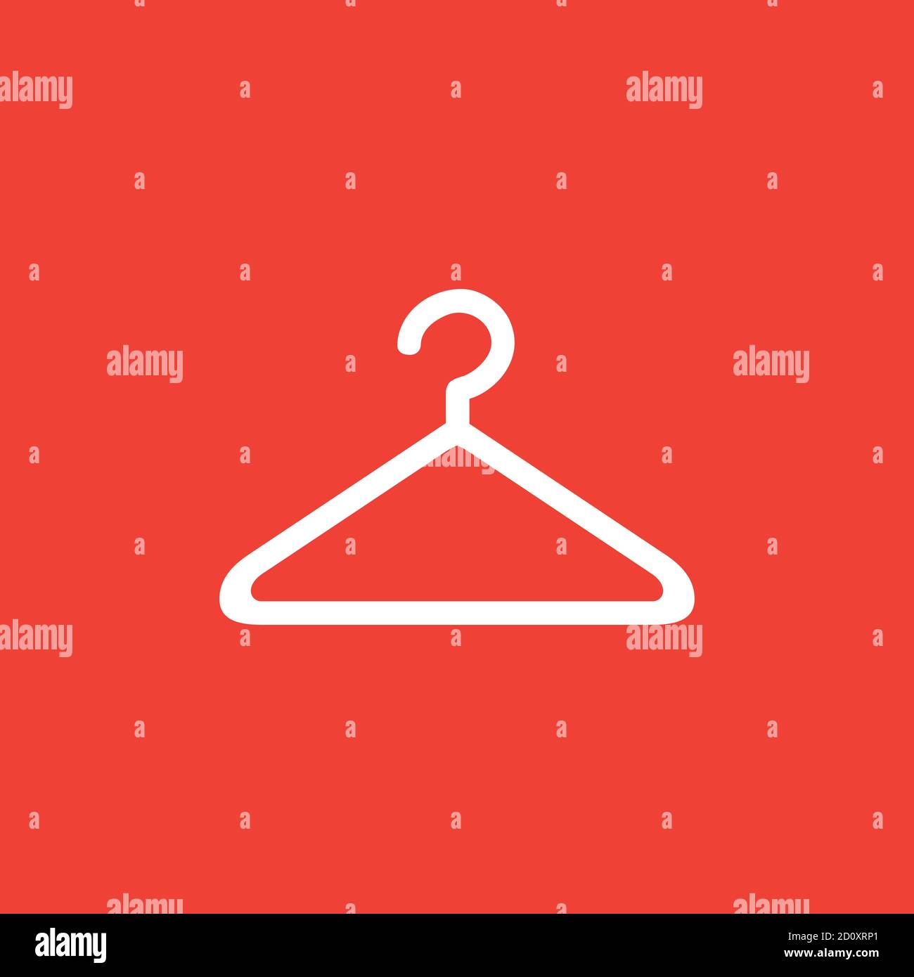 Hanger Icon On Red Background. Red Flat Style Vector Illustration. Stock Vector