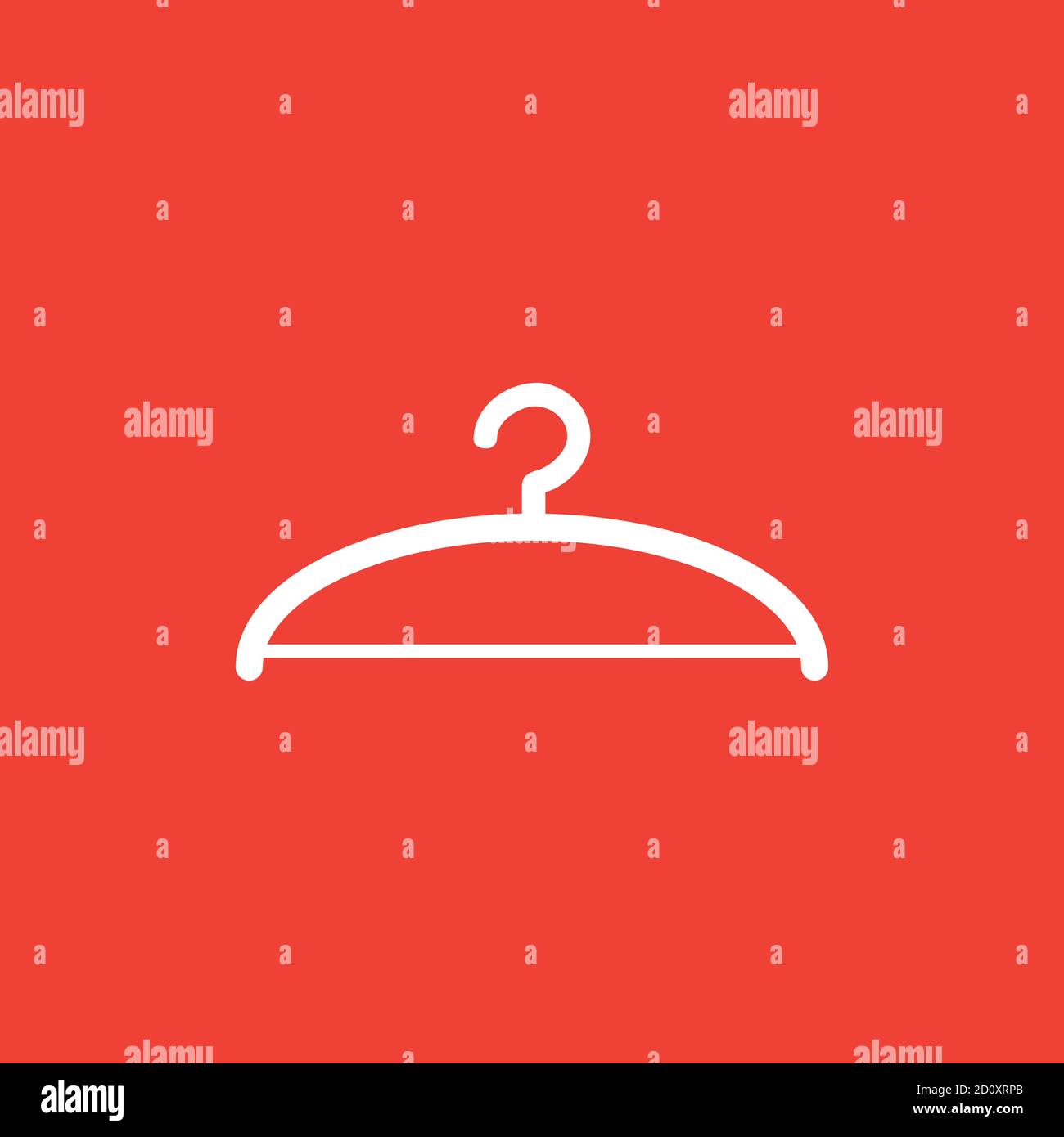 Hanger Icon On Red Background. Red Flat Style Vector Illustration. Stock Vector