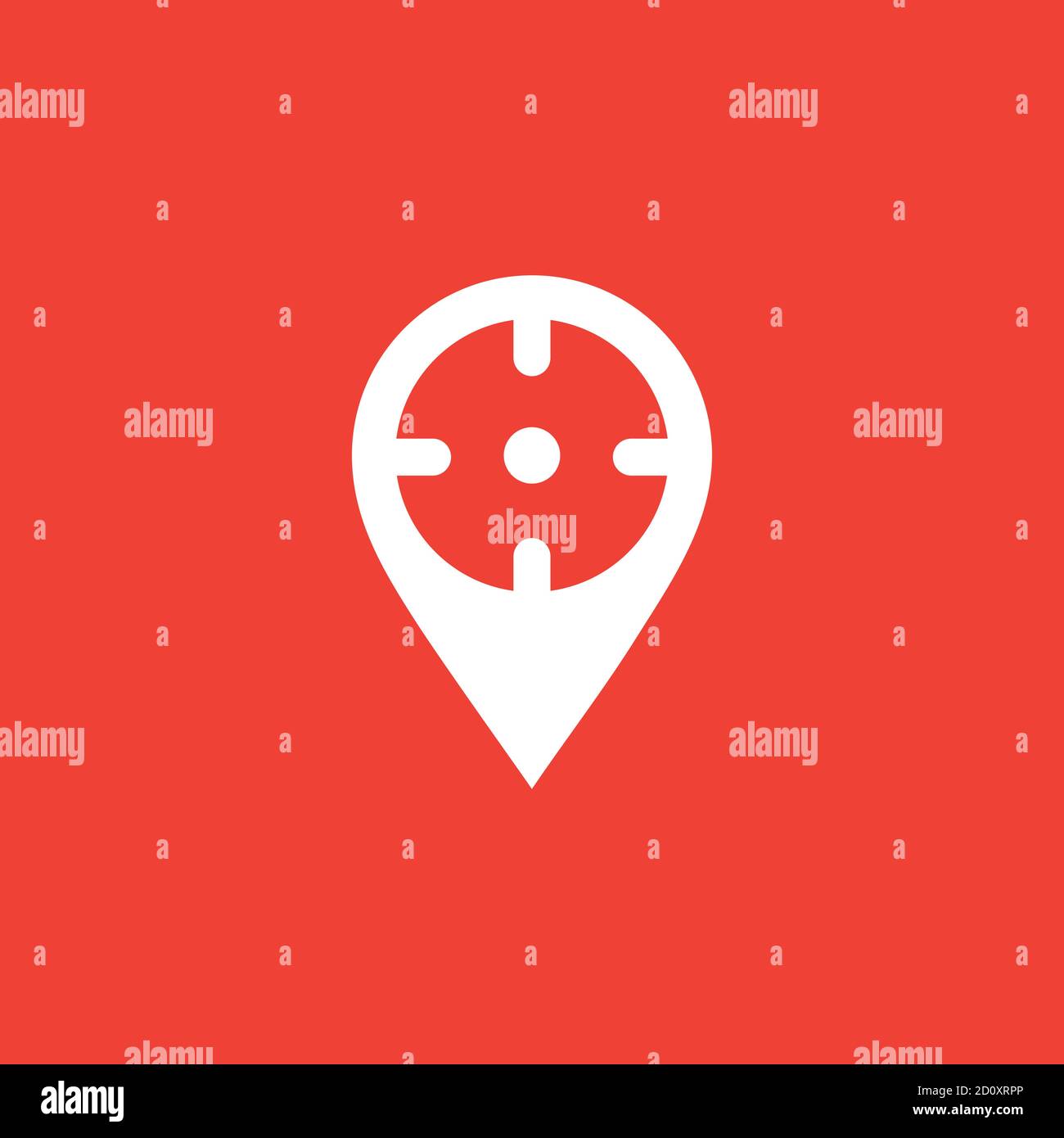 Locator Icon On Red Background. Red Flat Style Vector Illustration. Stock Vector