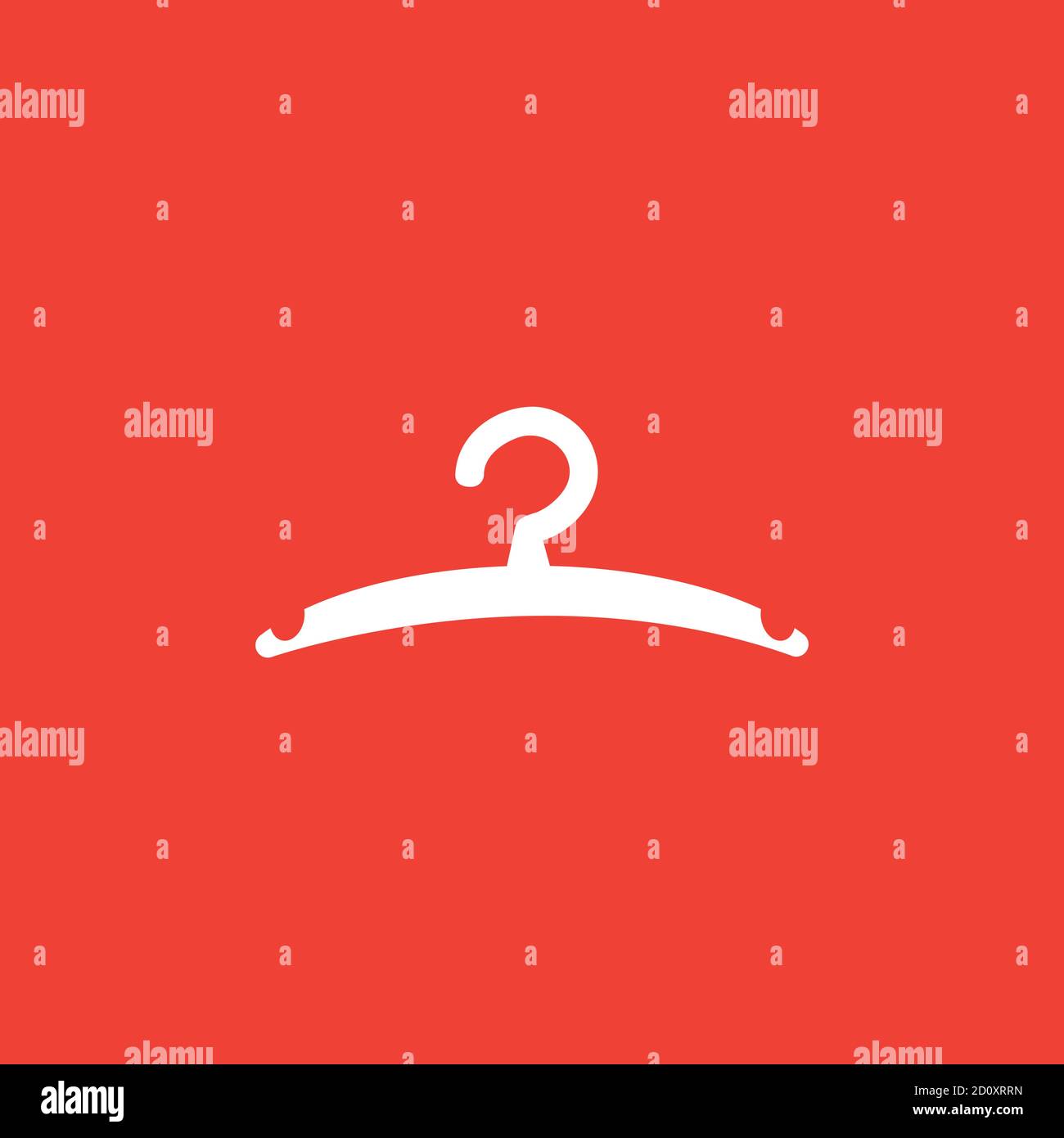 Hanger Icon On Red Background. Red Flat Style Vector Illustration. Stock Vector