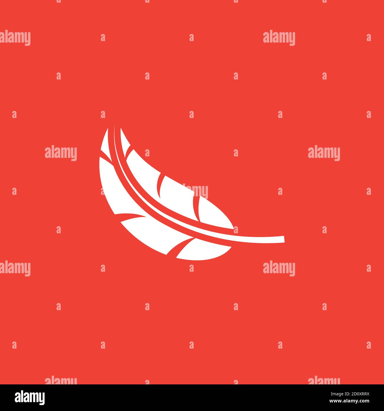 Leaf Icon On Red Background. Red Flat Style Vector Illustration Stock ...