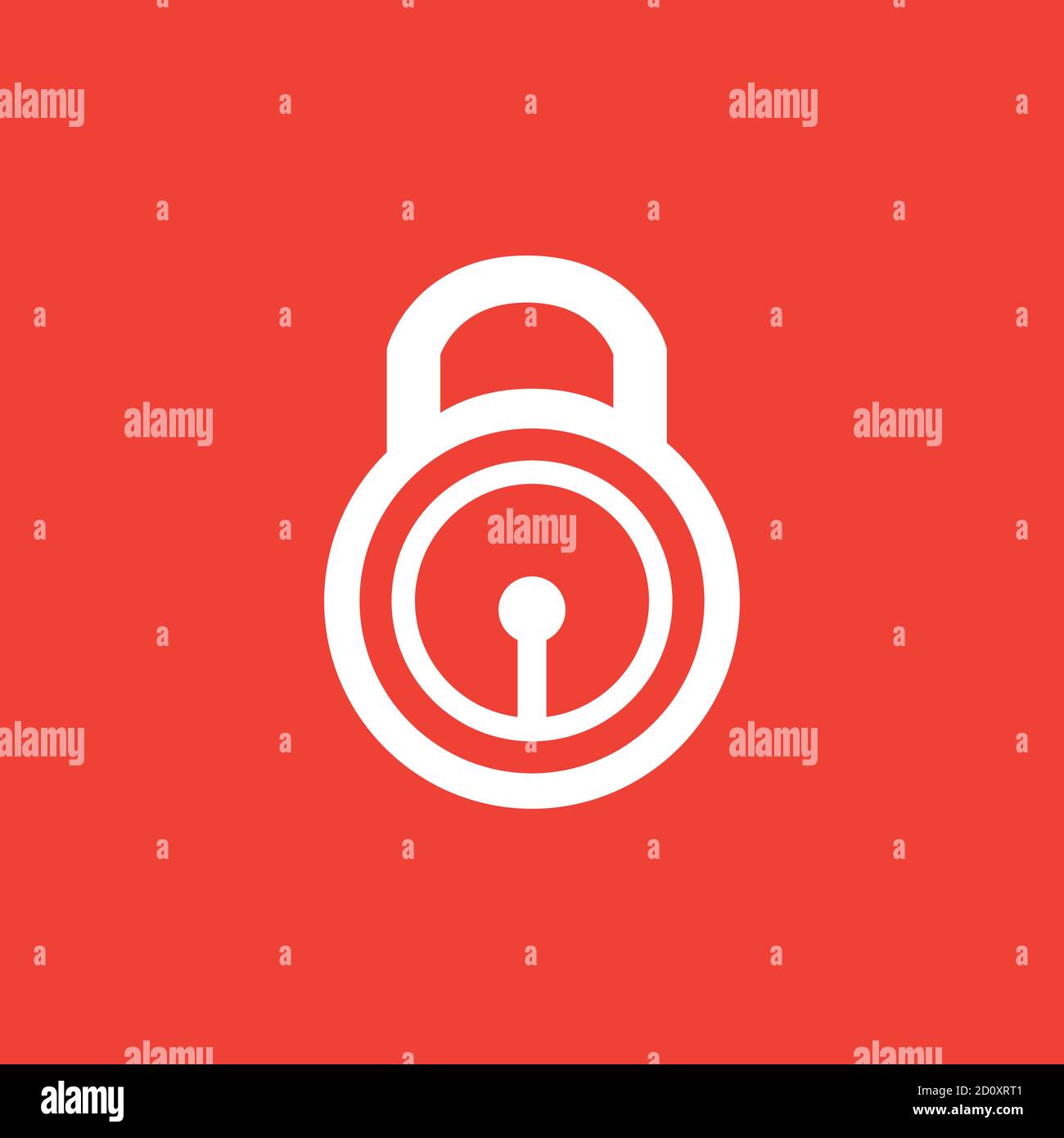 Lock Icon On Red Background. Red Flat Style Vector Illustration. Stock Vector