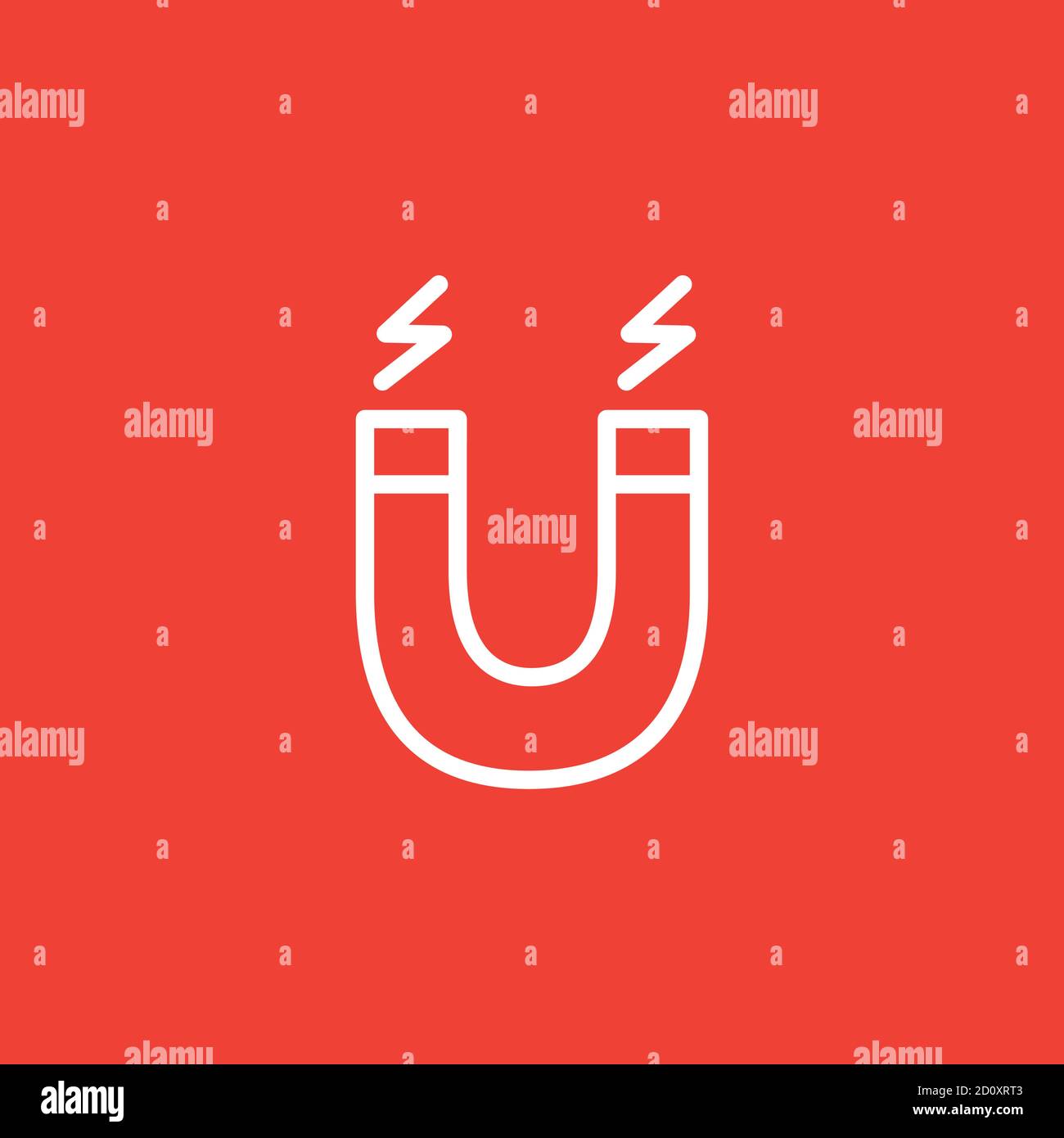 Magnet Line Icon On Red Background. Red Flat Style Vector Illustration ...